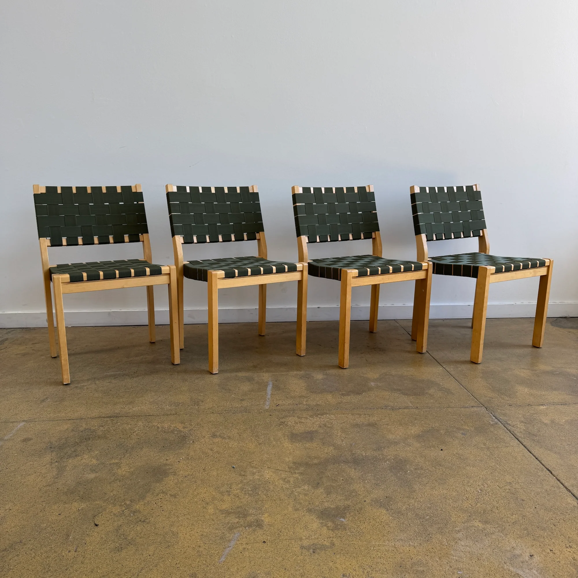 Alvar Alto set of 4 Model 611 Stacking Dining Chairs (New Webbing)