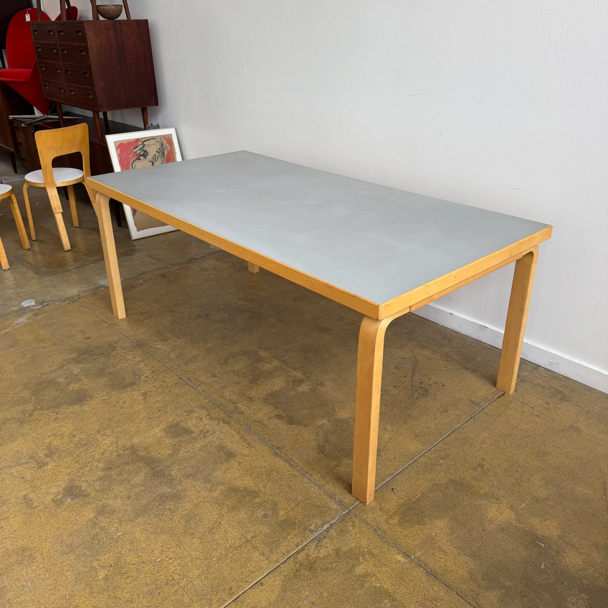 Artek! Alvar Aalto 72' Grey Laminate Dining Table - Image 2