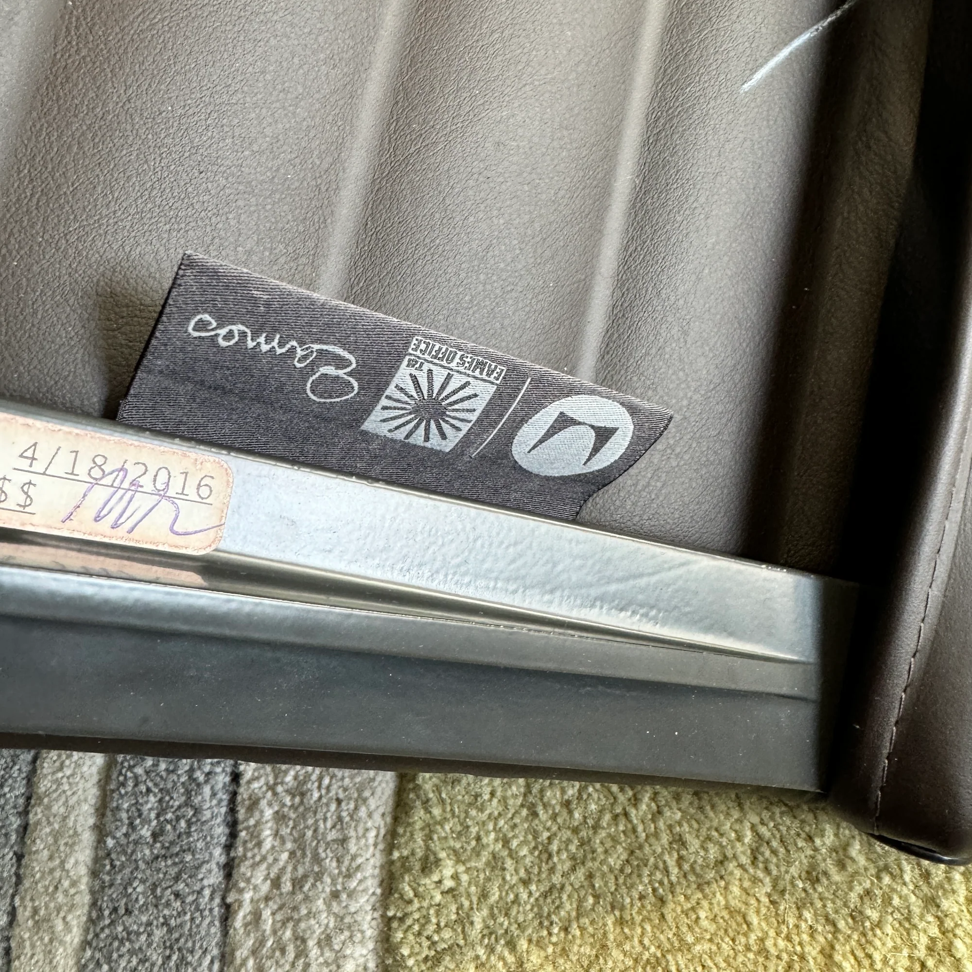 Authentic! Herman Miller Eames Leather Aluminum Group Chair - Image 7
