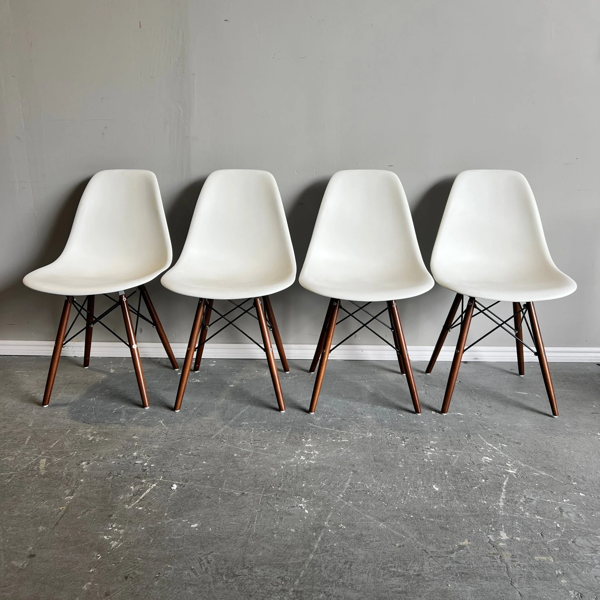 Authentic Herman Miller set of 4 Eames plastic molded chairs