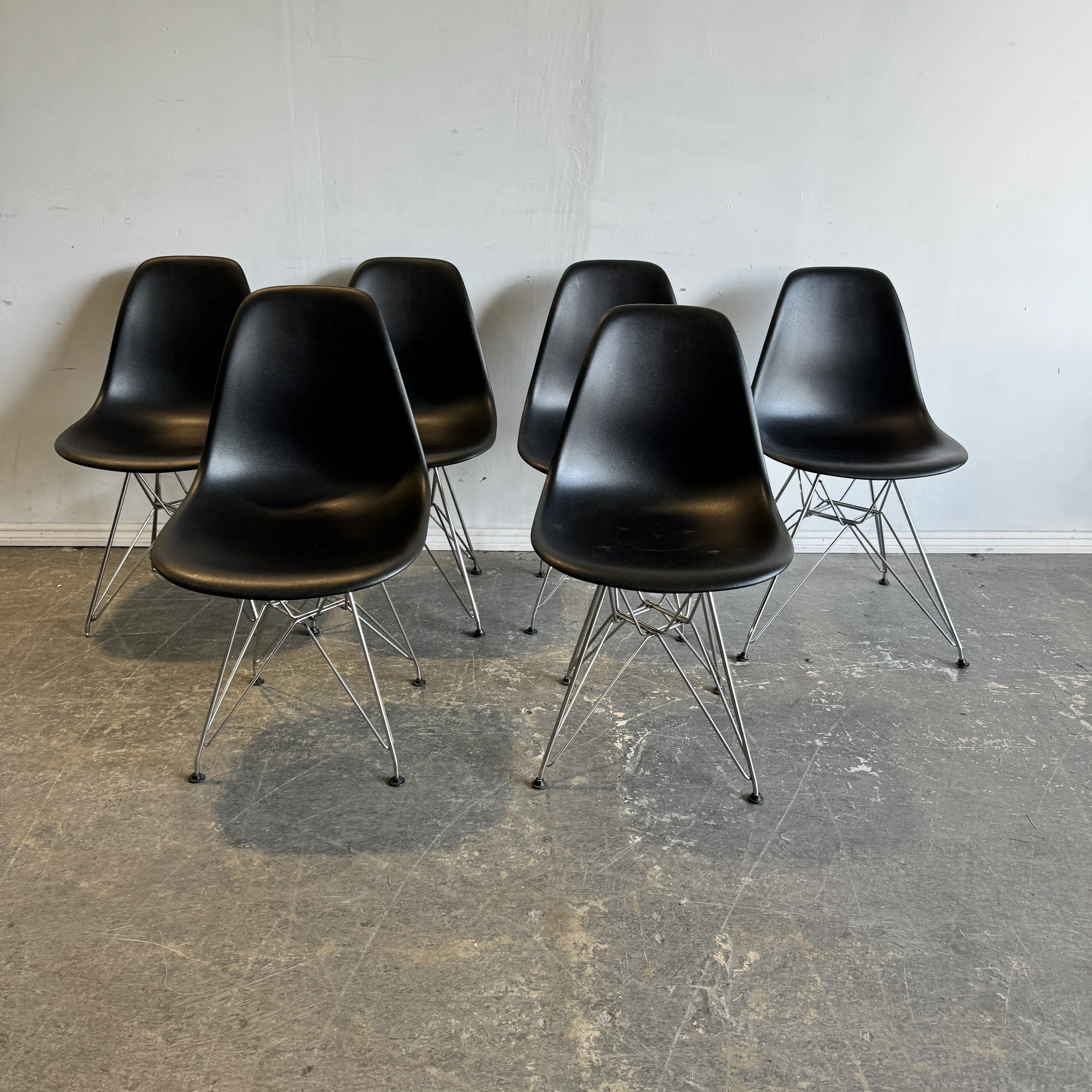 Authentic Herman Miller set of 6 Eames plastic molded chairs