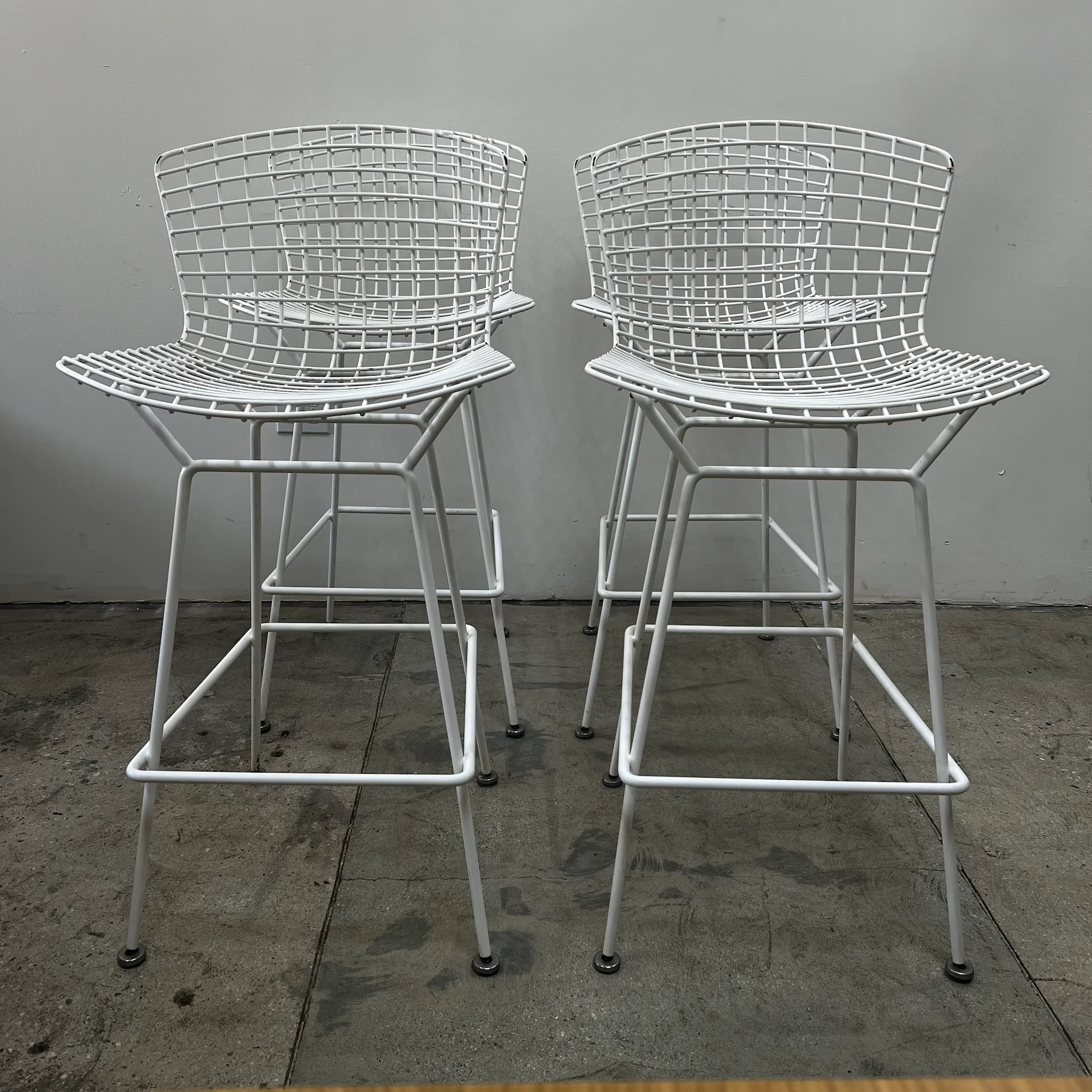 Authentic! Knoll Bertoia (Set of 4) Barstools with leather pad - Image 4