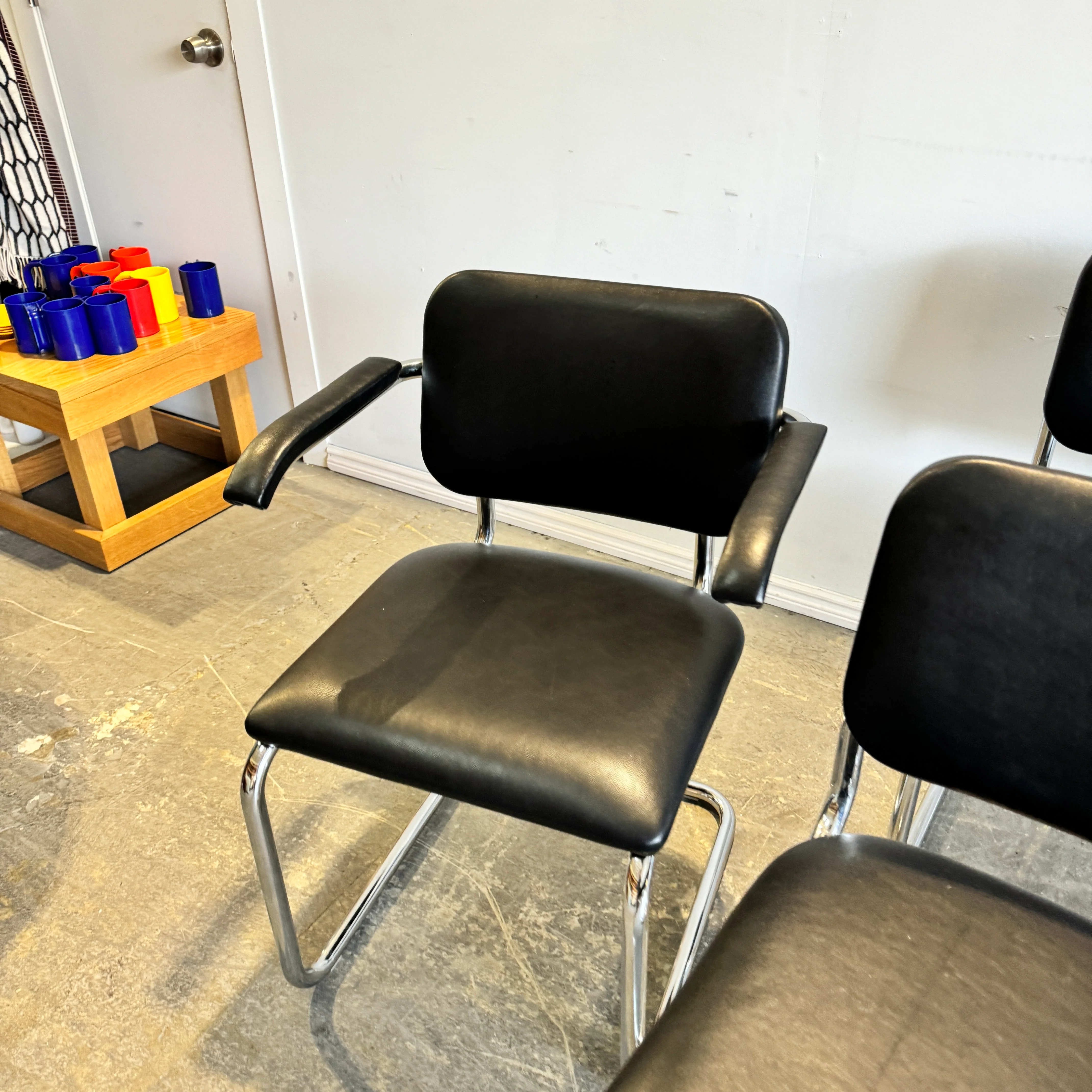 Authentic! Knoll Marcel Breuer Set of 8 Leather Cesca Chairs - Image 3