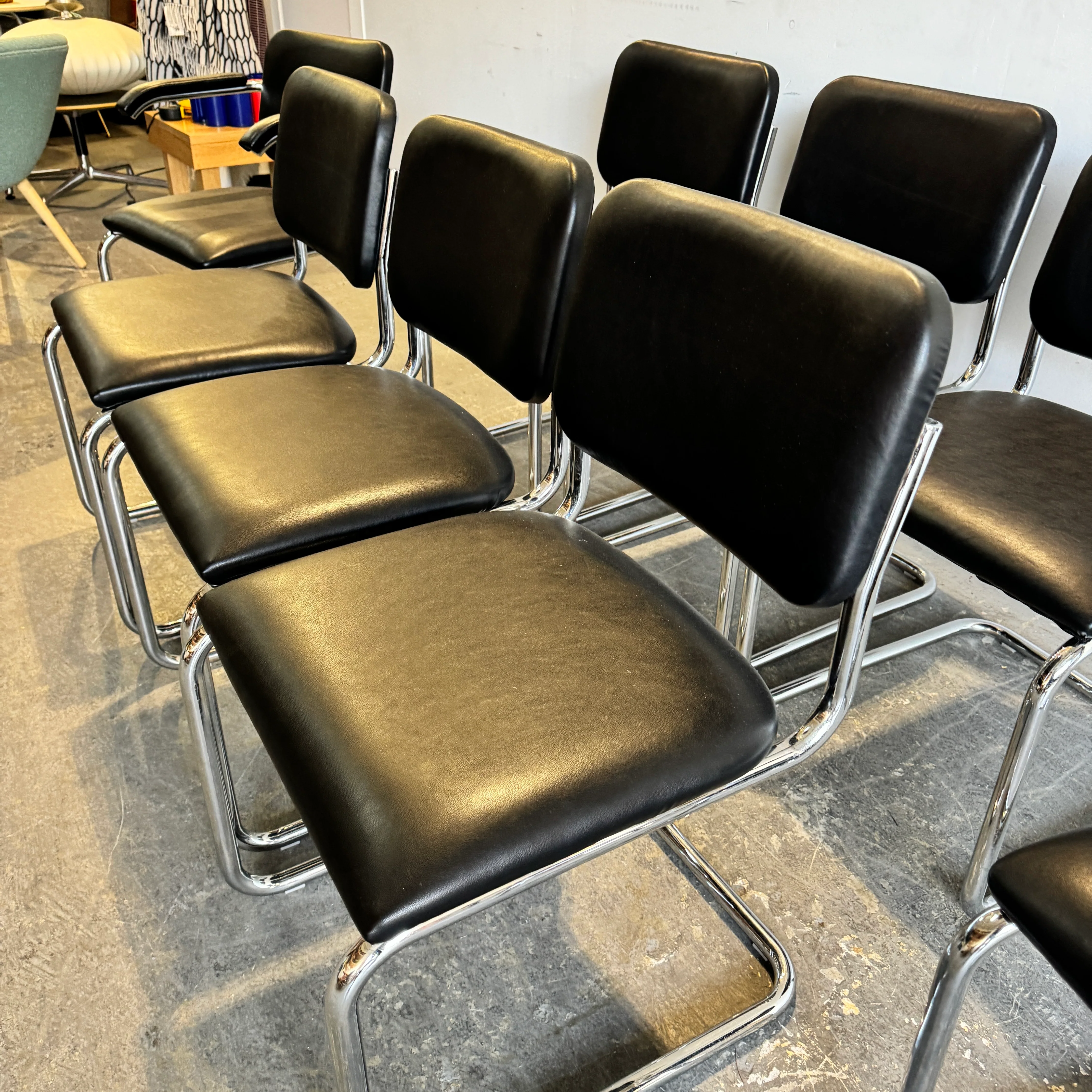 Authentic! Knoll Marcel Breuer Set of 8 Leather Cesca Chairs - Image 4