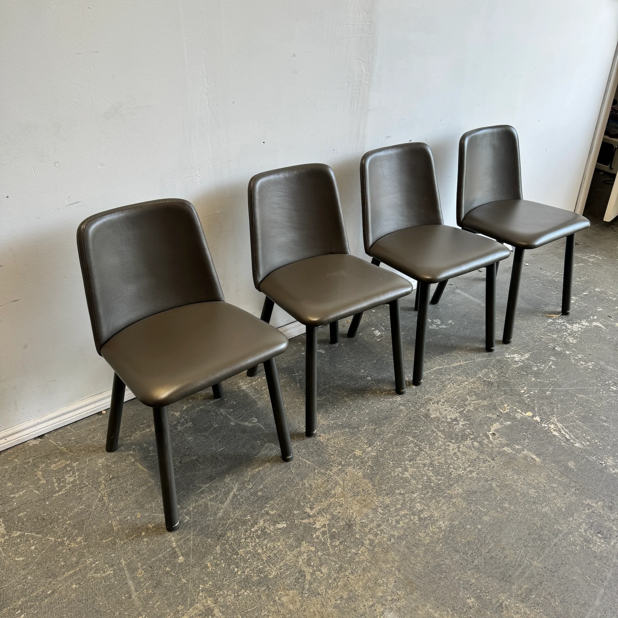 Blu Dot Leather set of 4 Chip dining chairs - Image 2