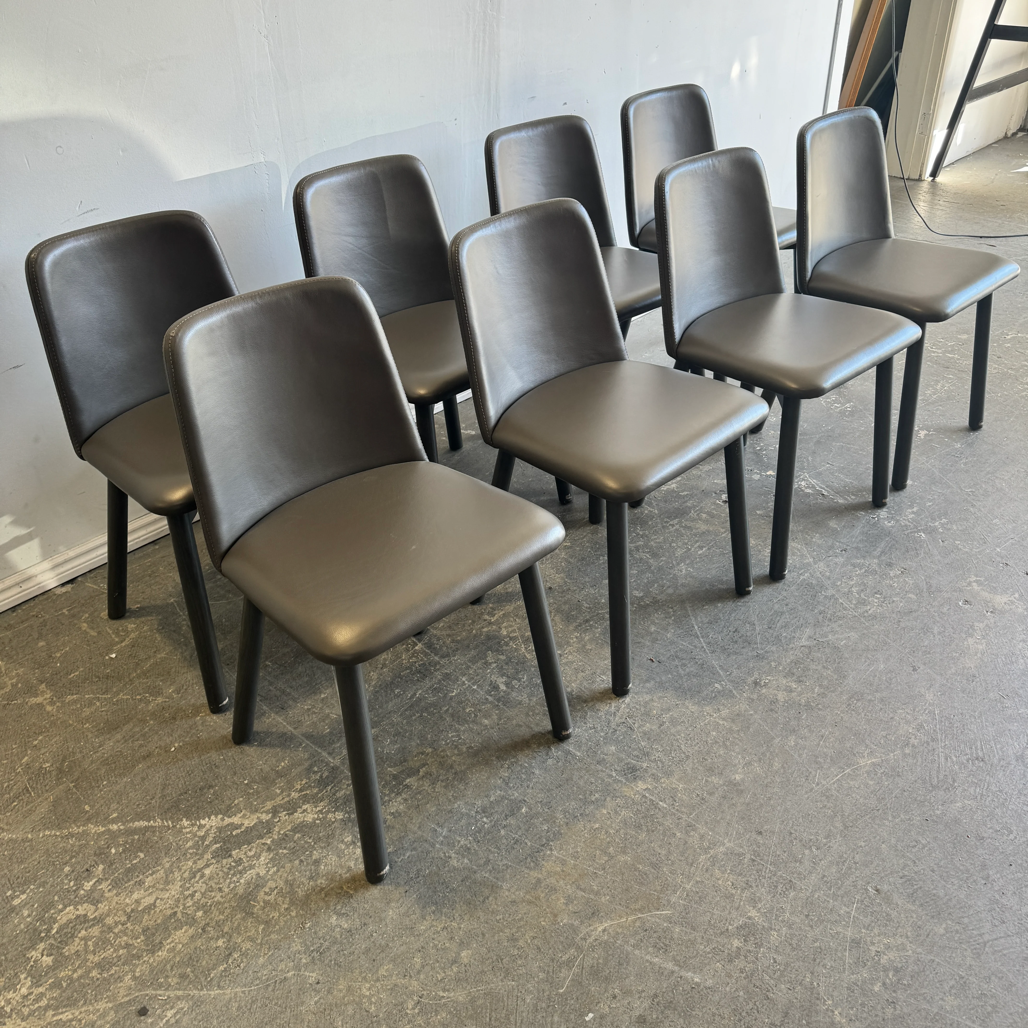 Blu Dot Leather set of 8 Chip dining chairs - Image 3