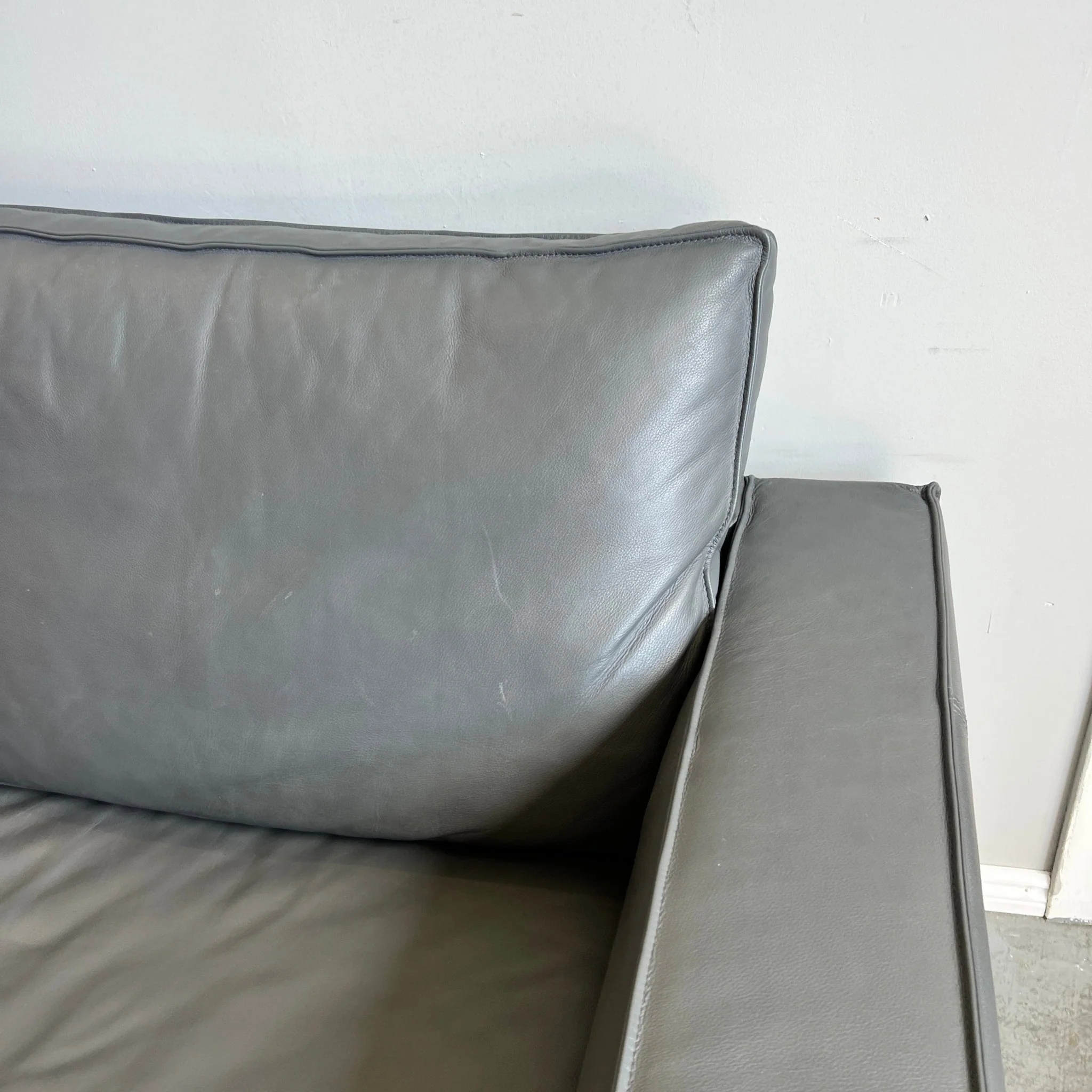 Calligaris Italian Designer Leather Sofa, 3 Seater with Ottoman - Image 4