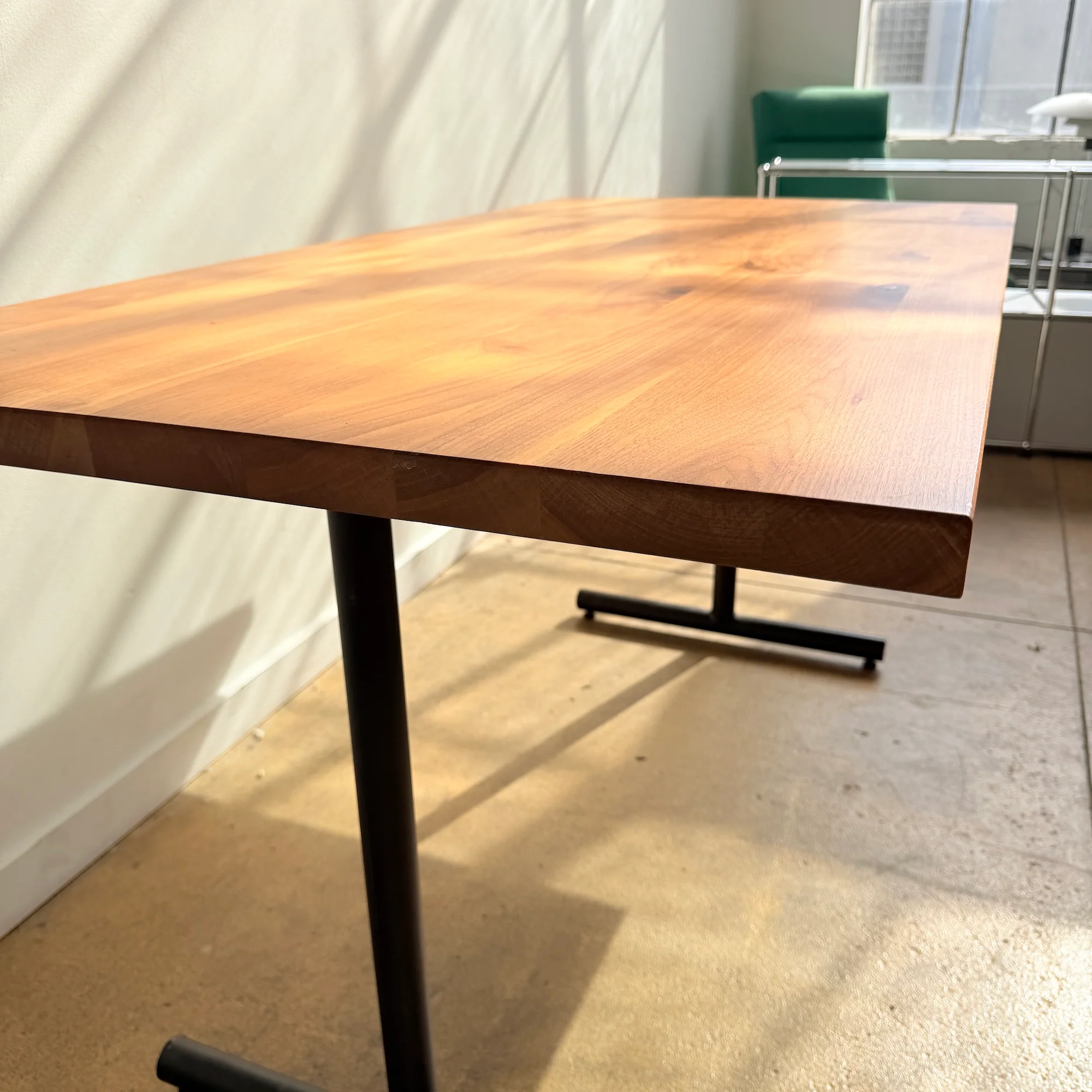 Crow Works Solid Walnut Wood T-Base Table/ Desk - Image 7