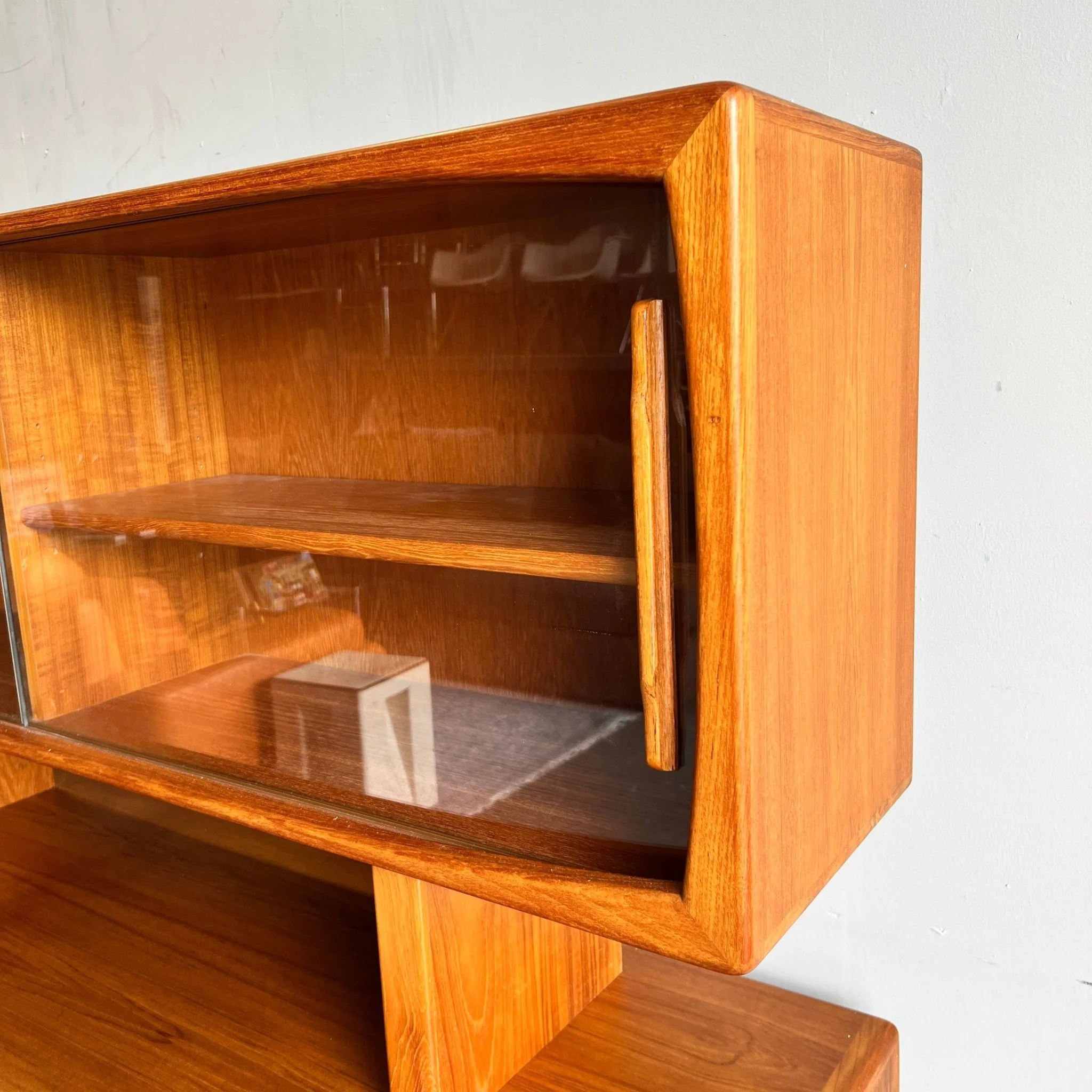 Danish Bernhard Pedersen & Son Modern Teak Tambour Door Credenza and Hutch - Image 3