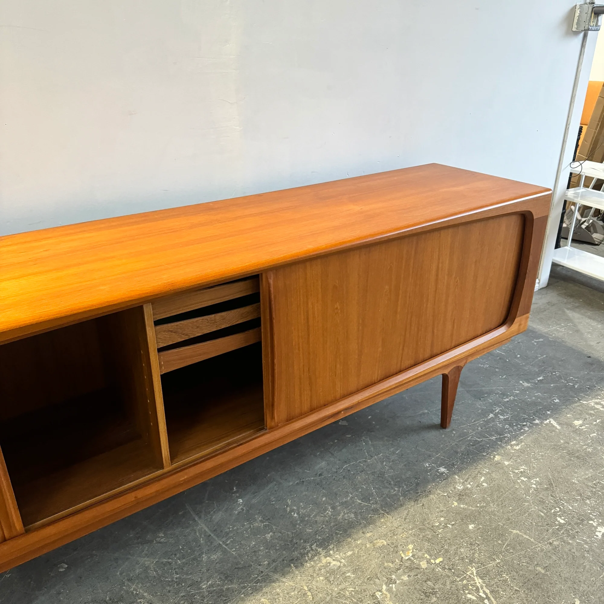 Danish Bernhard Pedersen Teak Tambour Door Long Credenza - Image 5