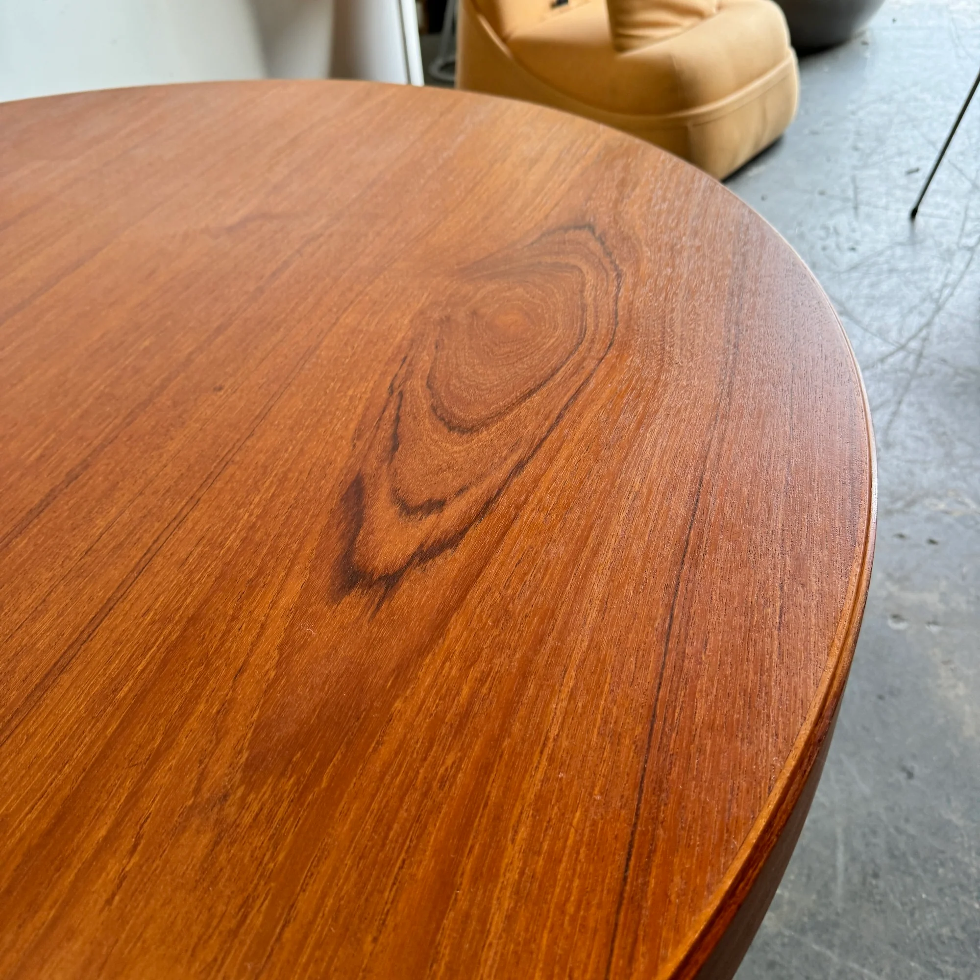 Danish Mid Century Danish Teak Round Dining Table with 3 Leaves - Image 11