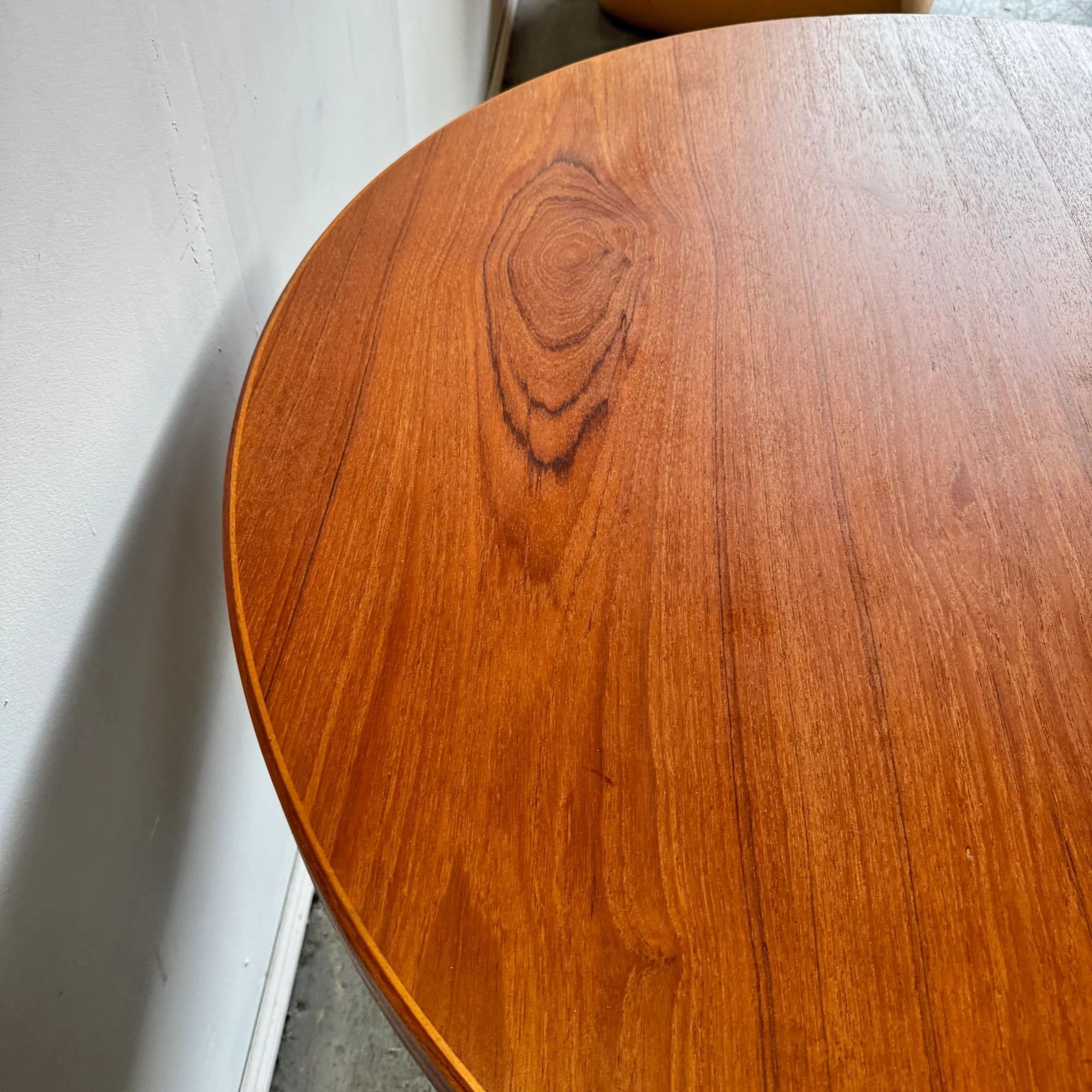 Danish Mid Century Danish Teak Round Dining Table with 3 Leaves - Image 12