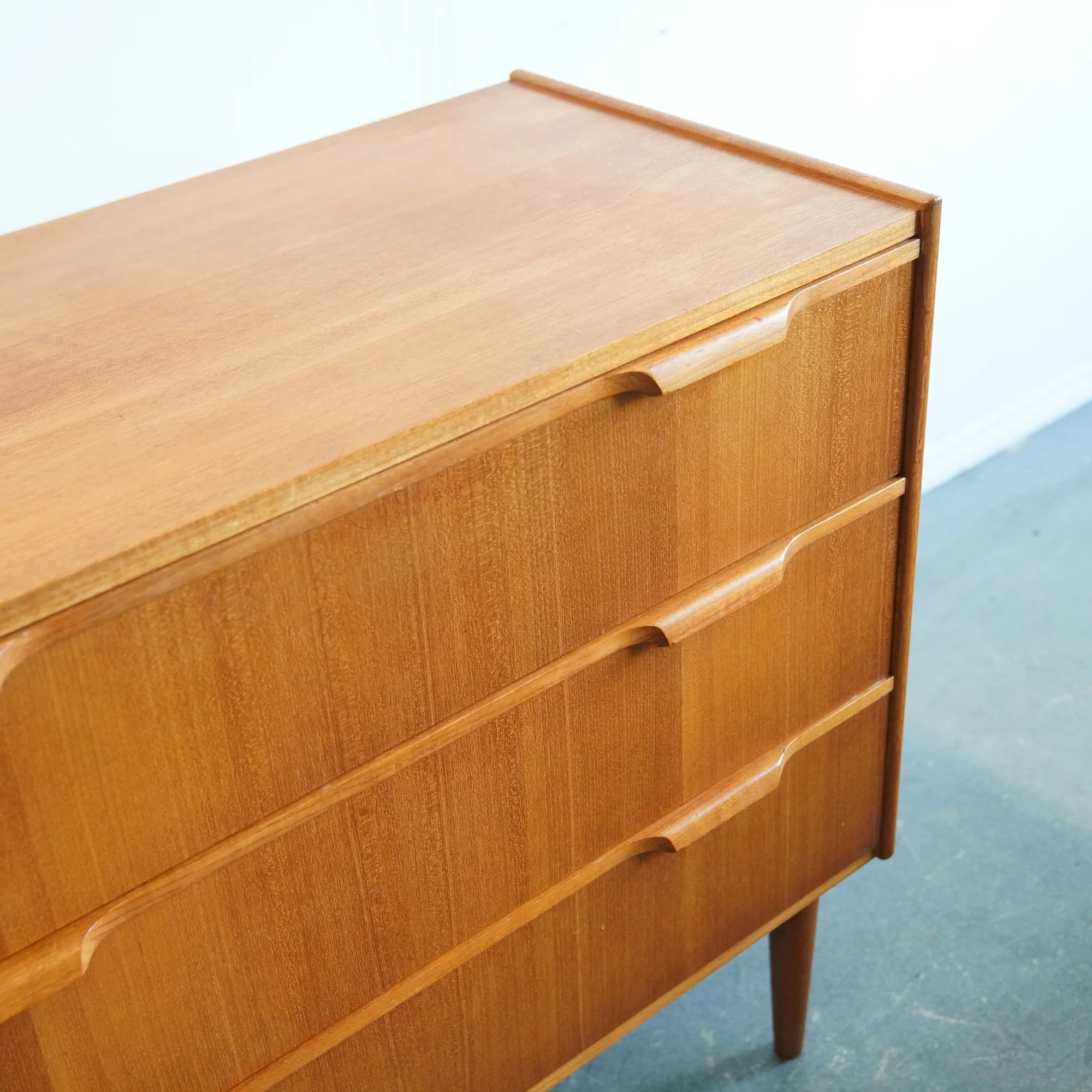 Danish Mid century Modern teak 3 drawer Dresser, 1960s - Image 5