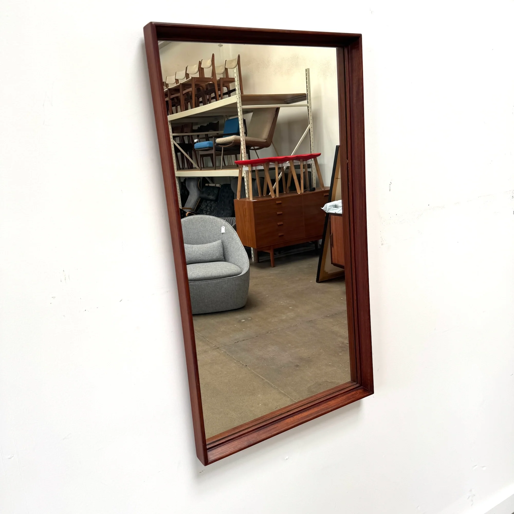 Danish Modern 20X36 Teak Large Wall Mirror - Image 3