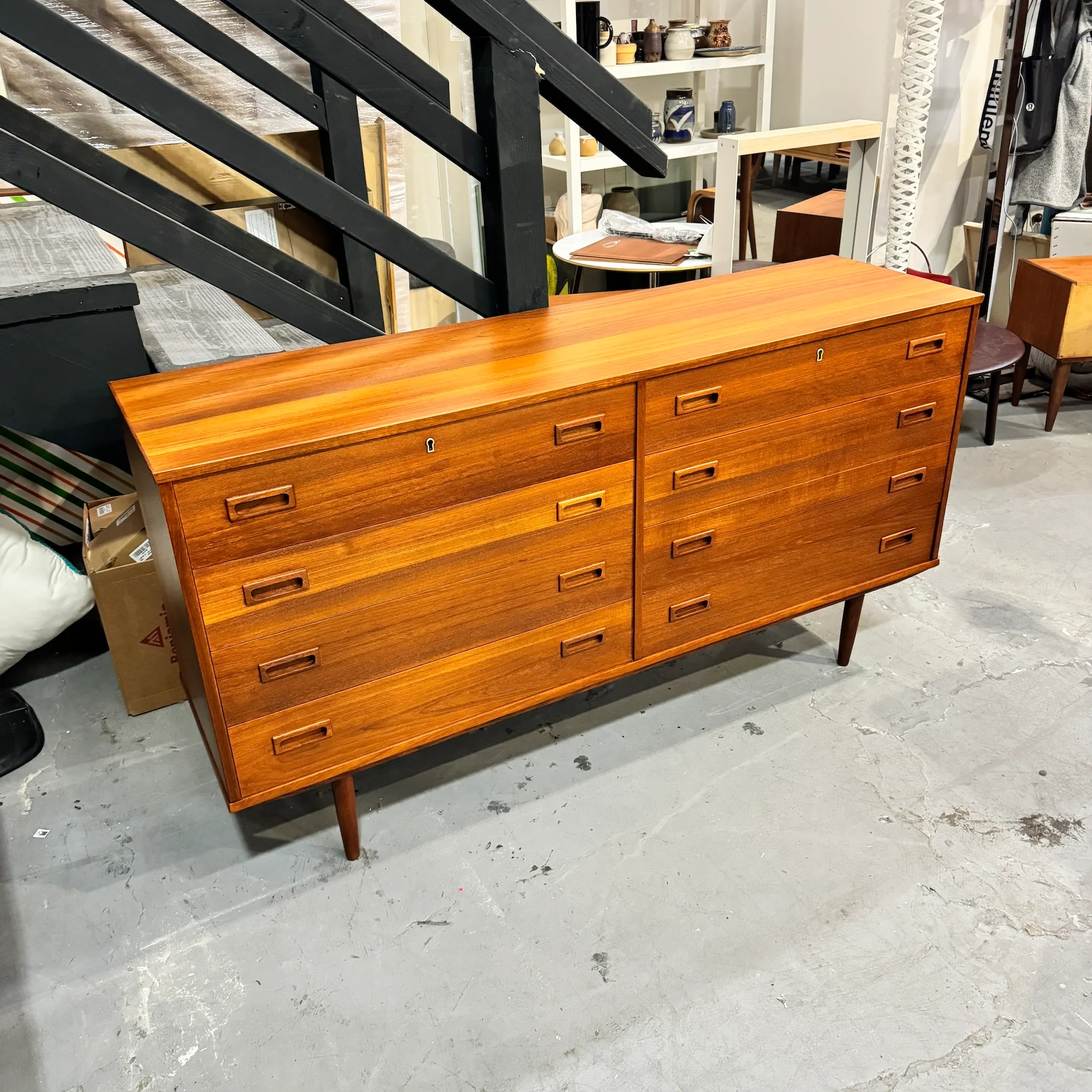 Danish Modern 8 Drawer Teak Dresser - Image 2