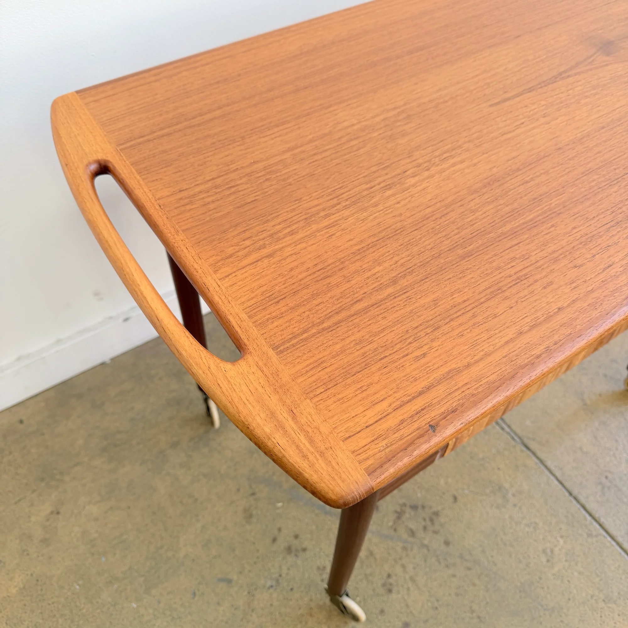 Danish Modern Anton Kildeberg Teak Rattan Trolley (Refinished) - Image 5