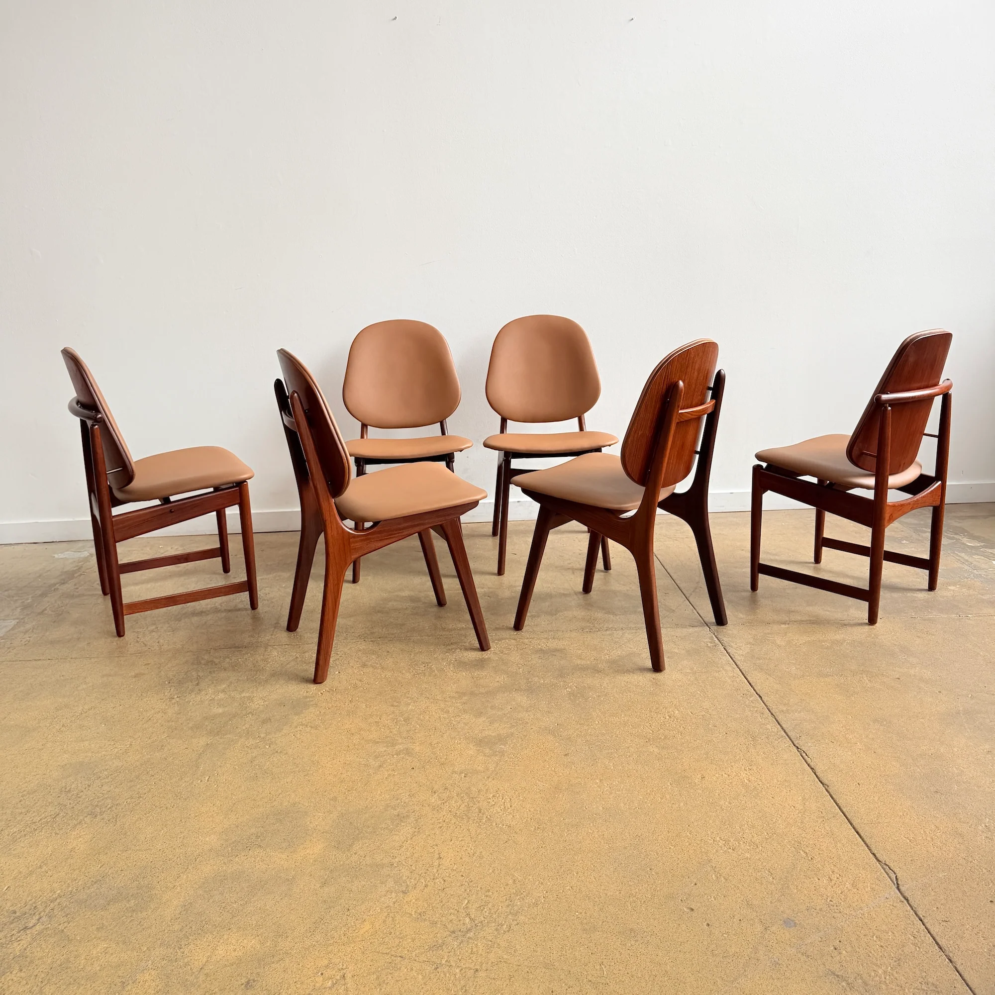 Danish Modern Arne Hovmand-Olsen Model 75 Teak Dining Chairs