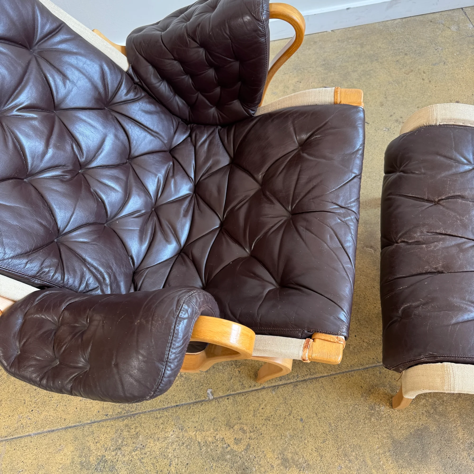 Danish Modern Bruno Mathsson Pernilla Armchair with Ottoman - Image 5