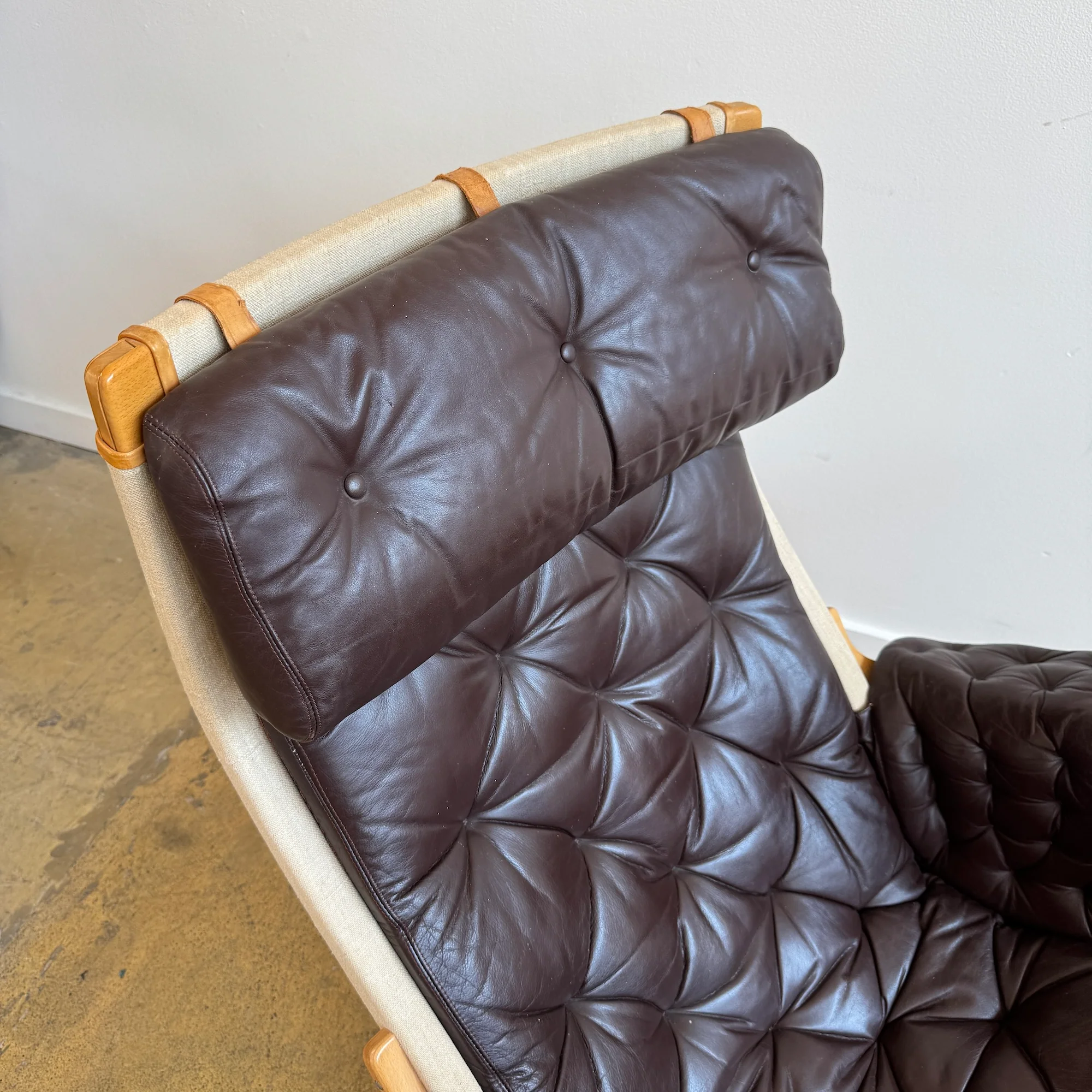 Danish Modern Bruno Mathsson Pernilla Armchair with Ottoman - Image 6