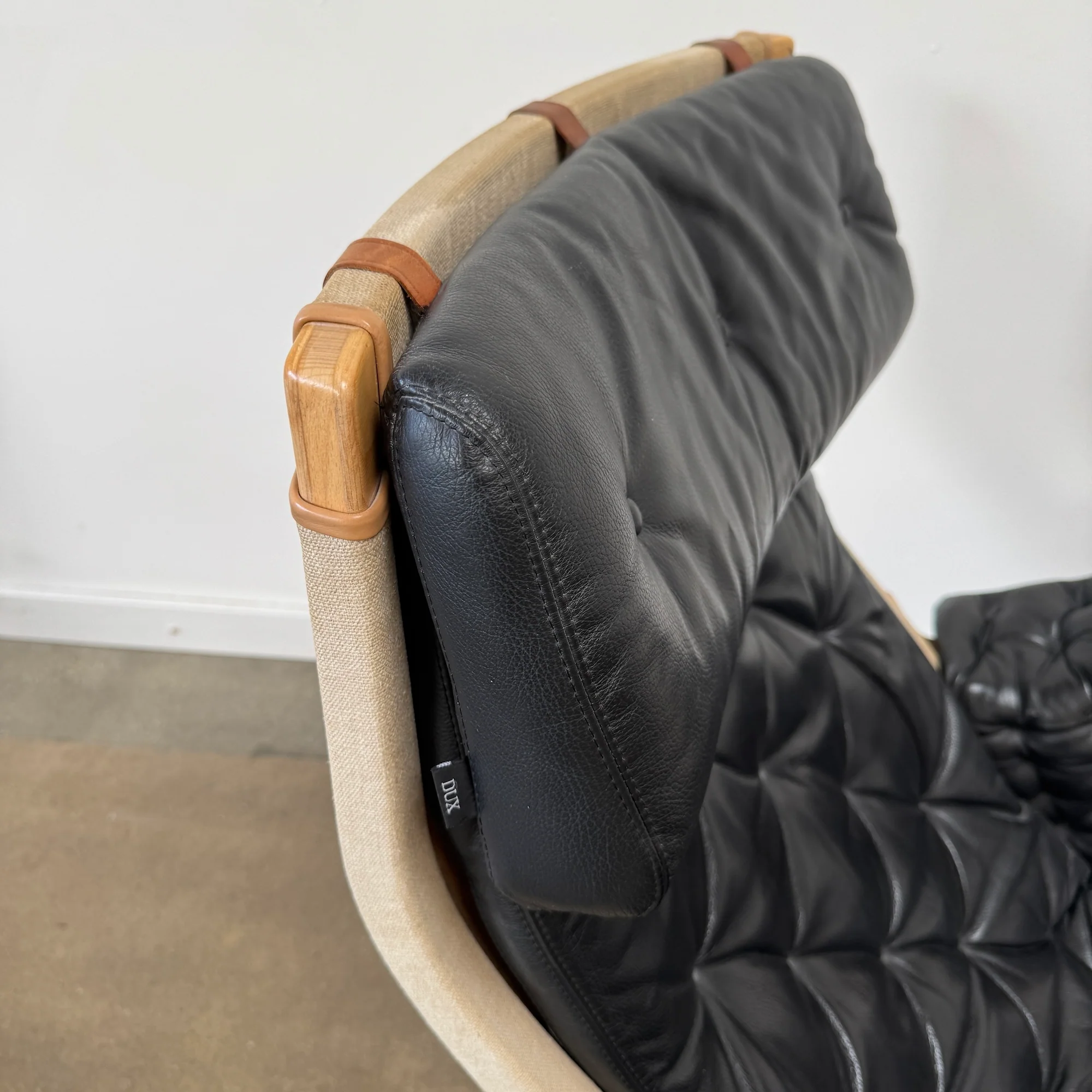 Danish Modern Bruno Mathsson Pernilla Armchair with Ottoman (Leather) - Image 4