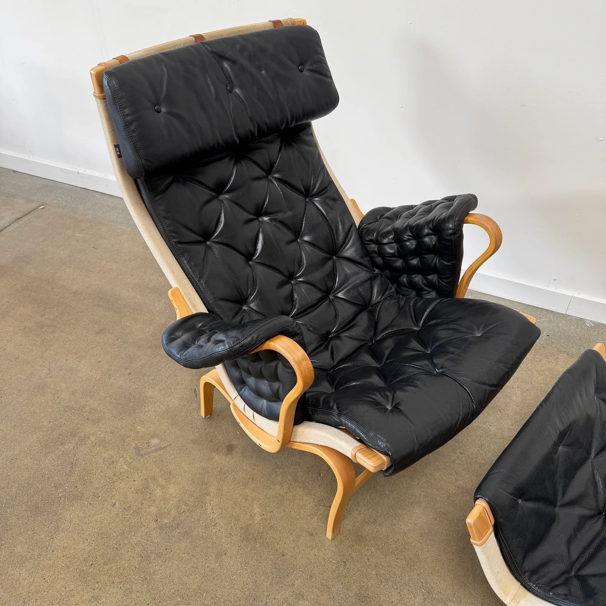 Danish Modern Bruno Mathsson Pernilla Armchair with Ottoman (Leather) - Image 6