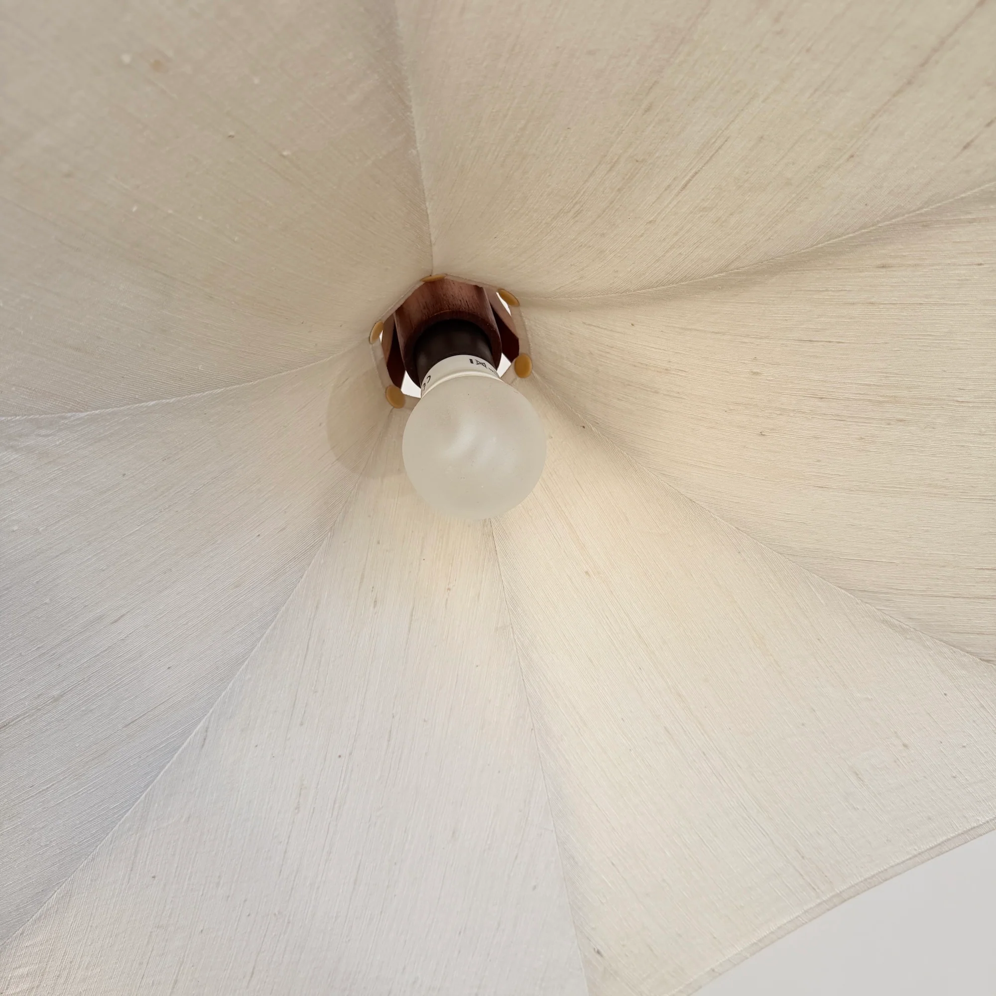 Danish Modern Domus Teak Arc Floor Lamp with Linen Shade, 1970s - Image 4