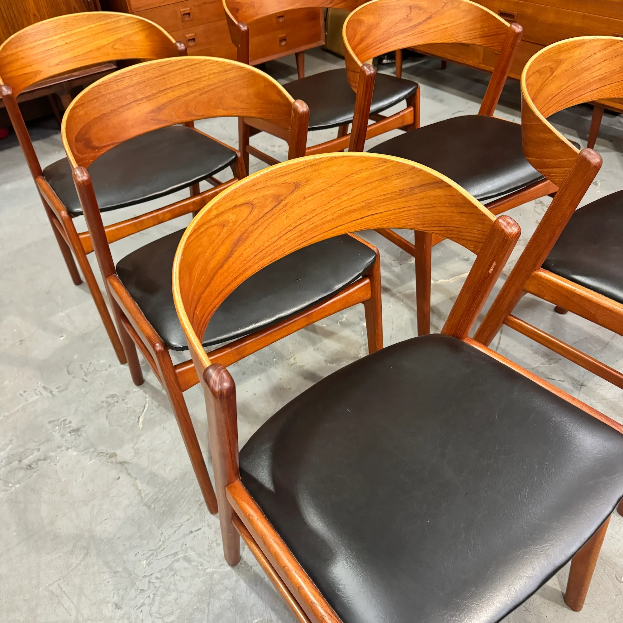 Danish Modern Dux set of 6 Teak Ribbon Dining Chairs - Image 4