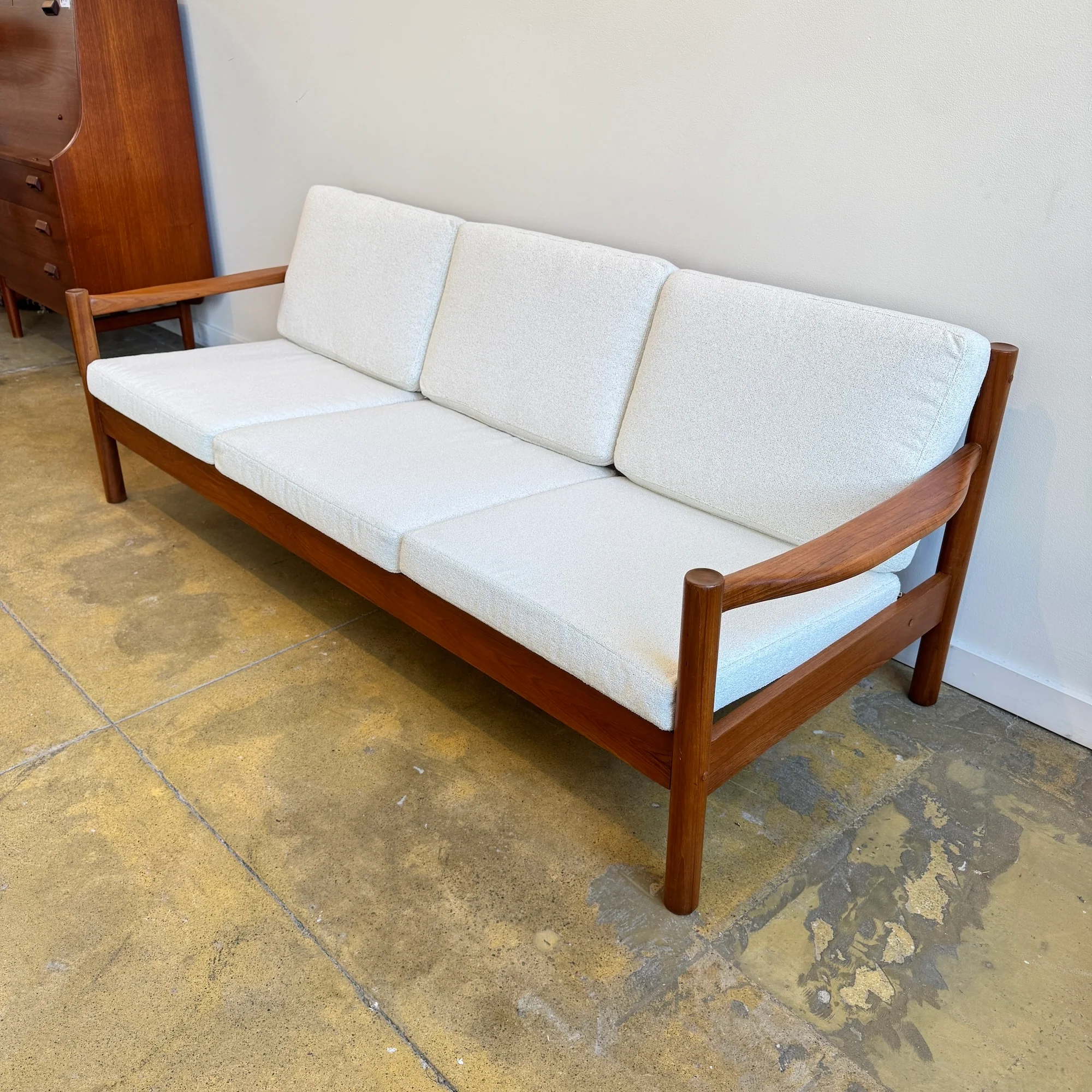 Danish Modern Dyrlund Teak Three Seater Sofa (New Upholstery) - Image 2