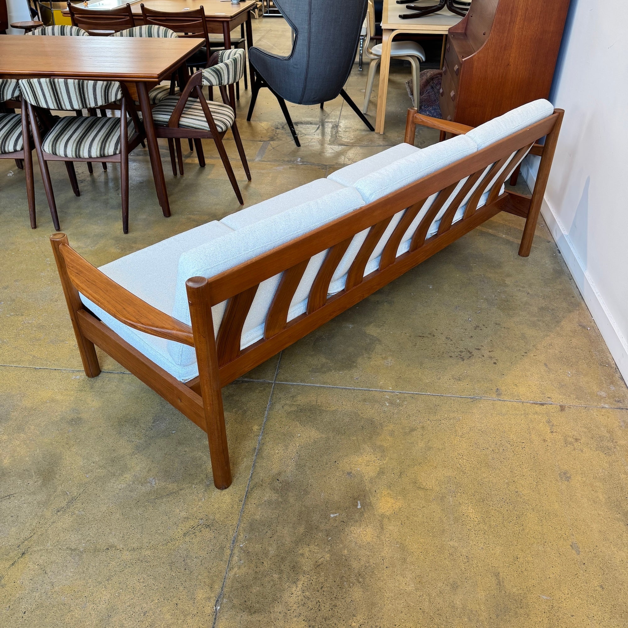 Danish Modern Dyrlund Teak Three Seater Sofa (New Upholstery) - Image 8