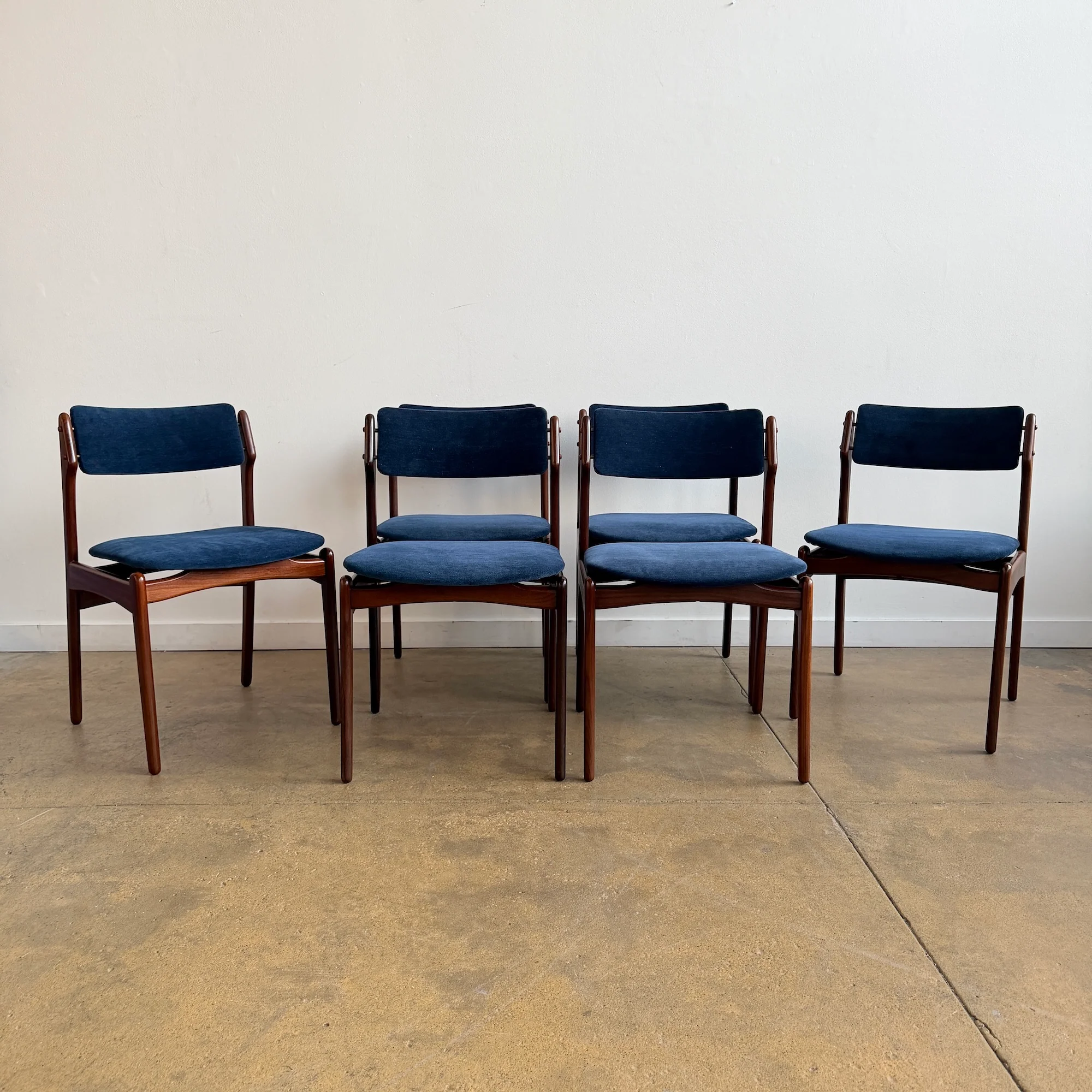 Danish Modern Erik Buch Model 49 Performance Velvet Dining Chairs