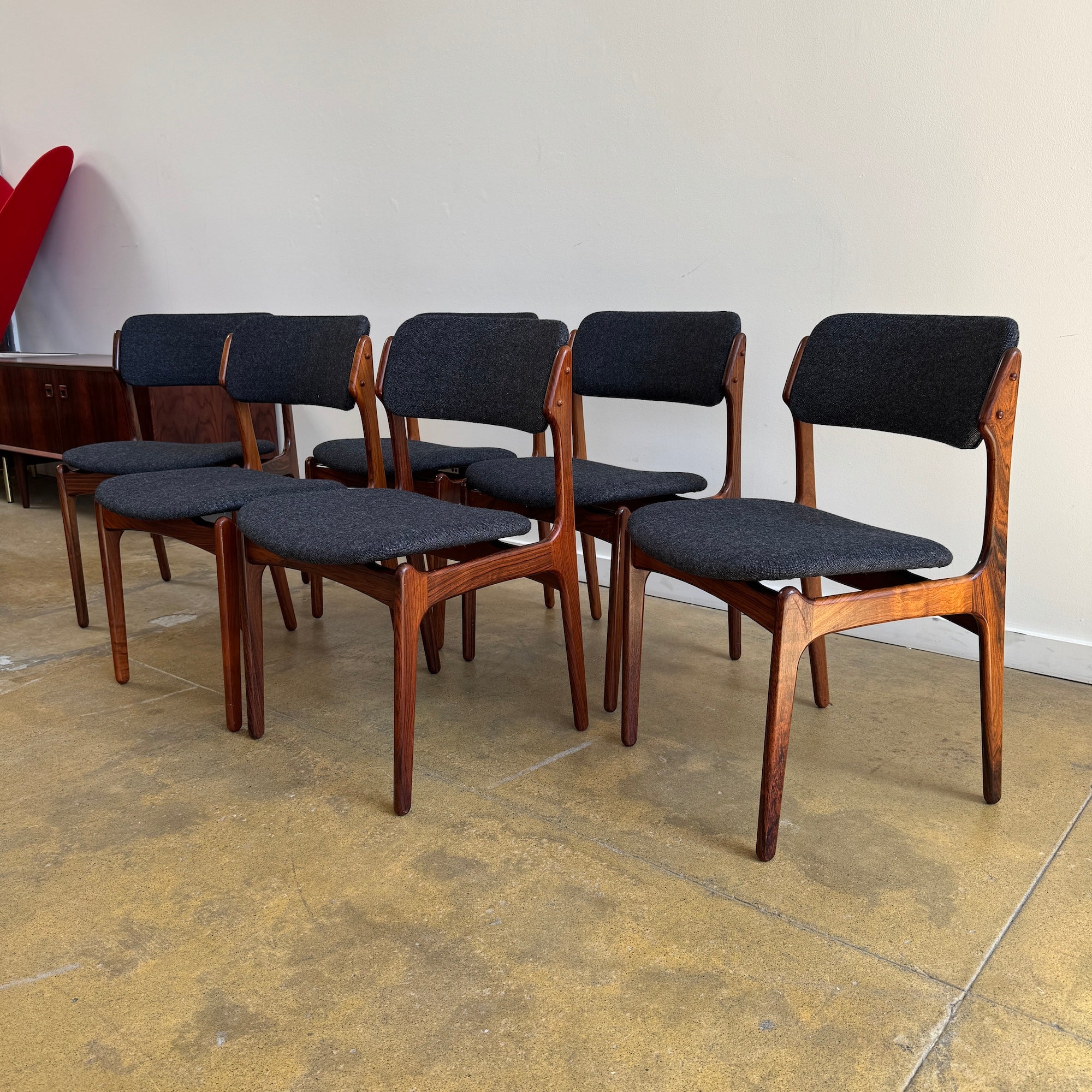 Danish Modern Erik Buch Model 49 Rosewood Dining chairs (New Upholstery) - Image 3