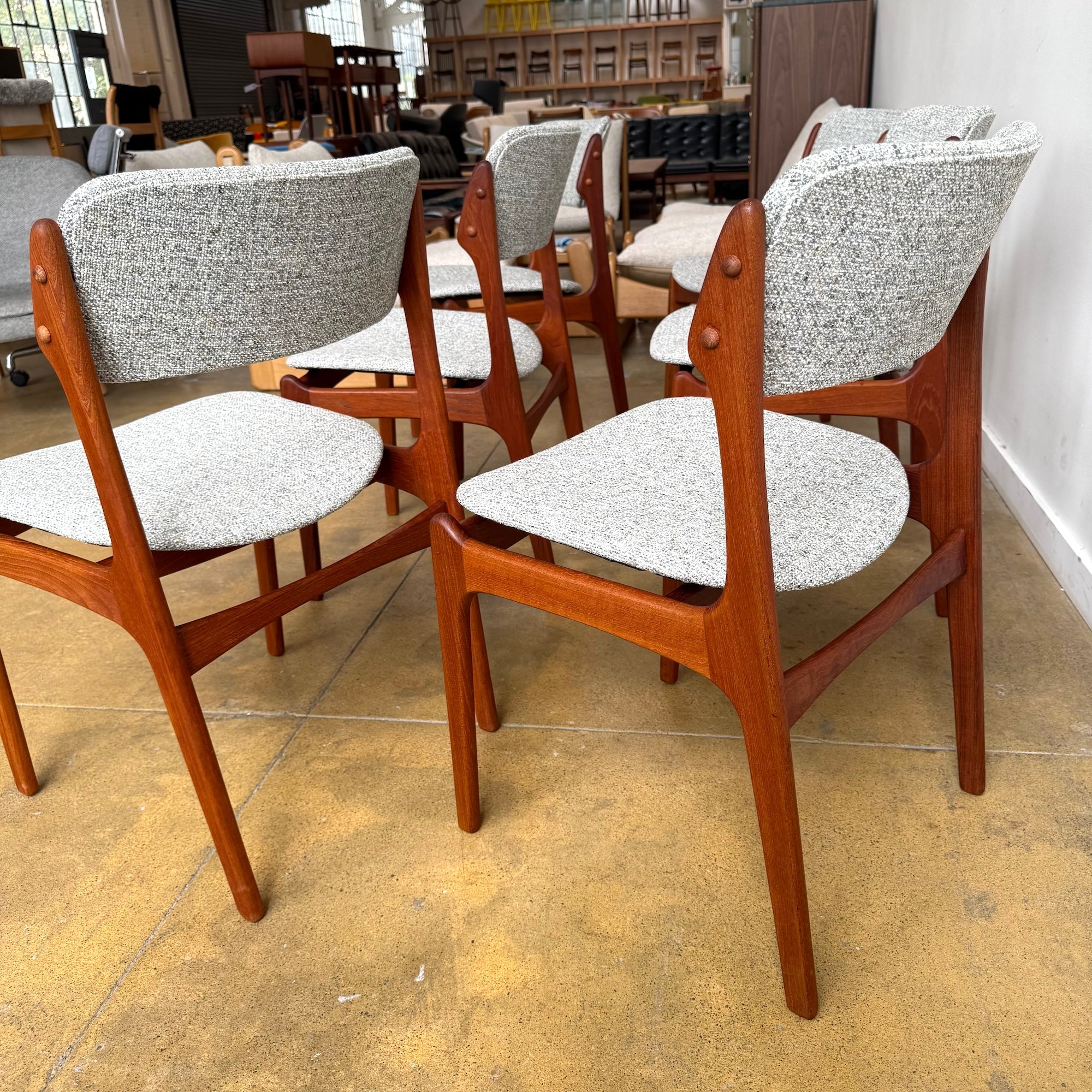 Danish Modern Erik Buch Model 49 Teak Dining chairs (New Upholstery) - Image 4