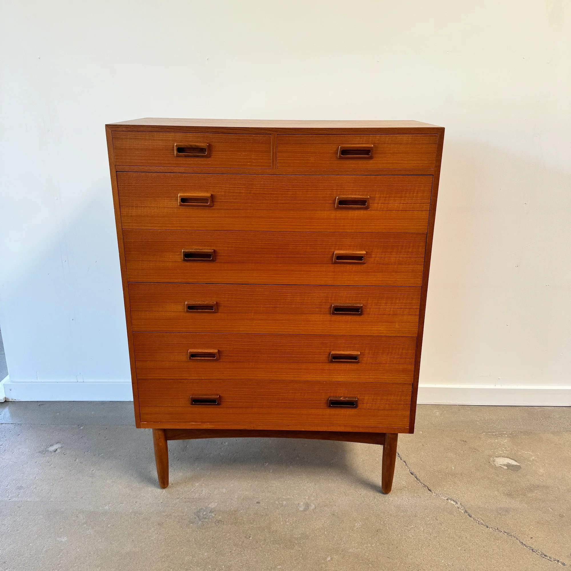 Danish Modern FDB Tall Boy Teak 7 Drawers Dresser - Image 7