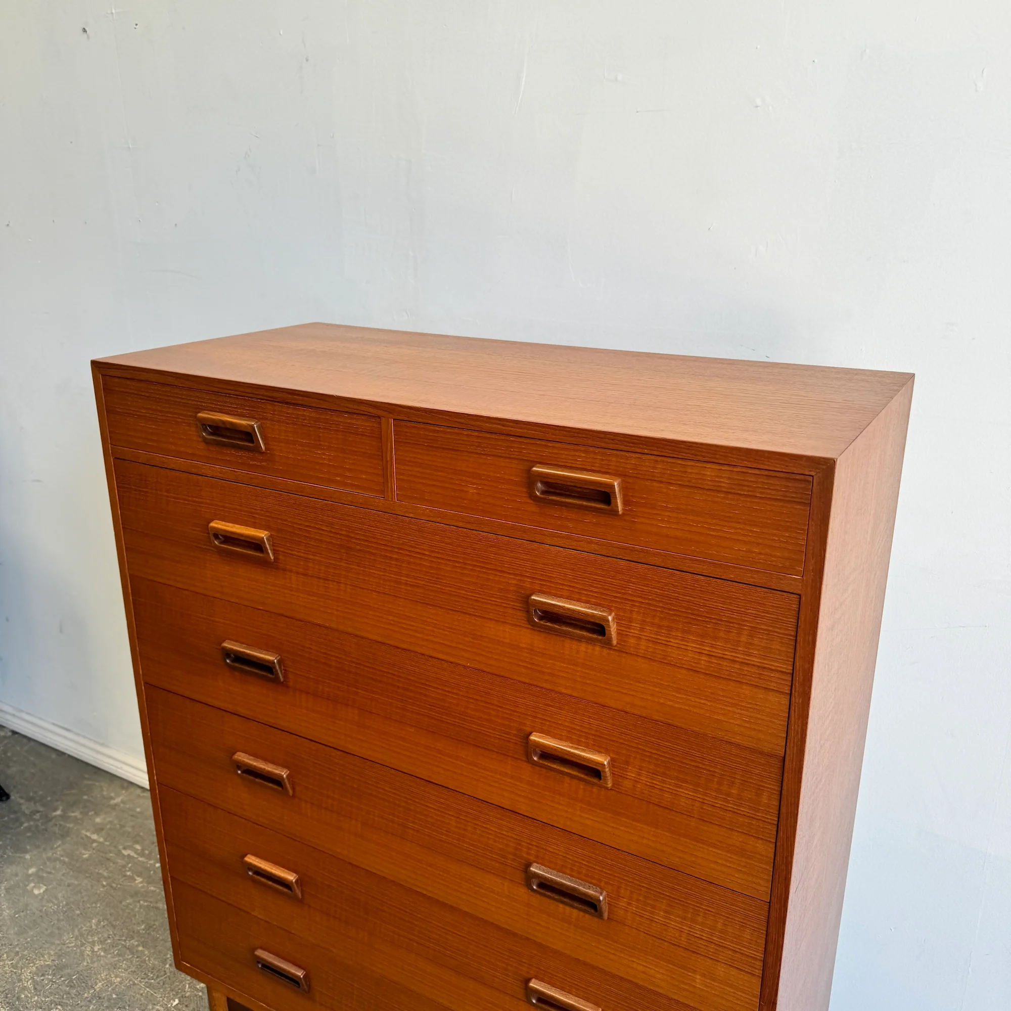 Danish Modern FDB Tall Boy Teak 7 Drawers Dresser - Image 5