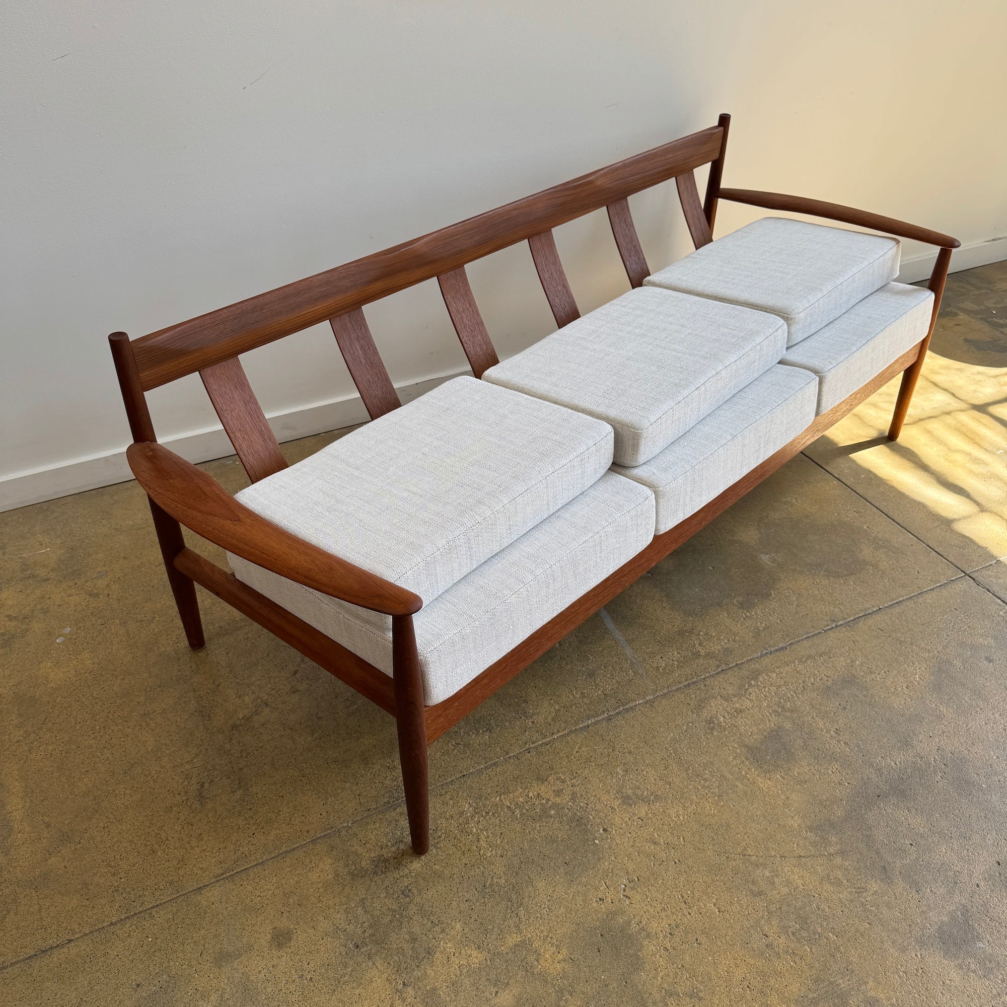 Danish Modern Grete Jalk Teak Sofa by France & Son — Newly Reupholstered - Image 5