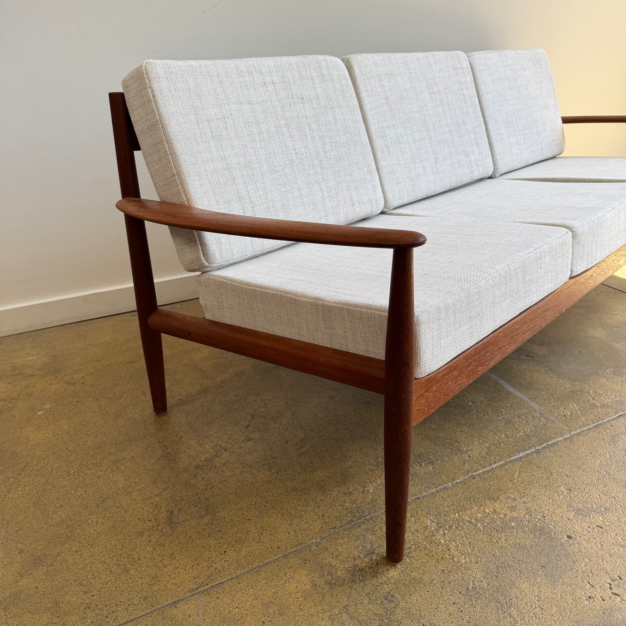 Danish Modern Grete Jalk Teak Sofa by France & Son — Newly Reupholstered - Image 8