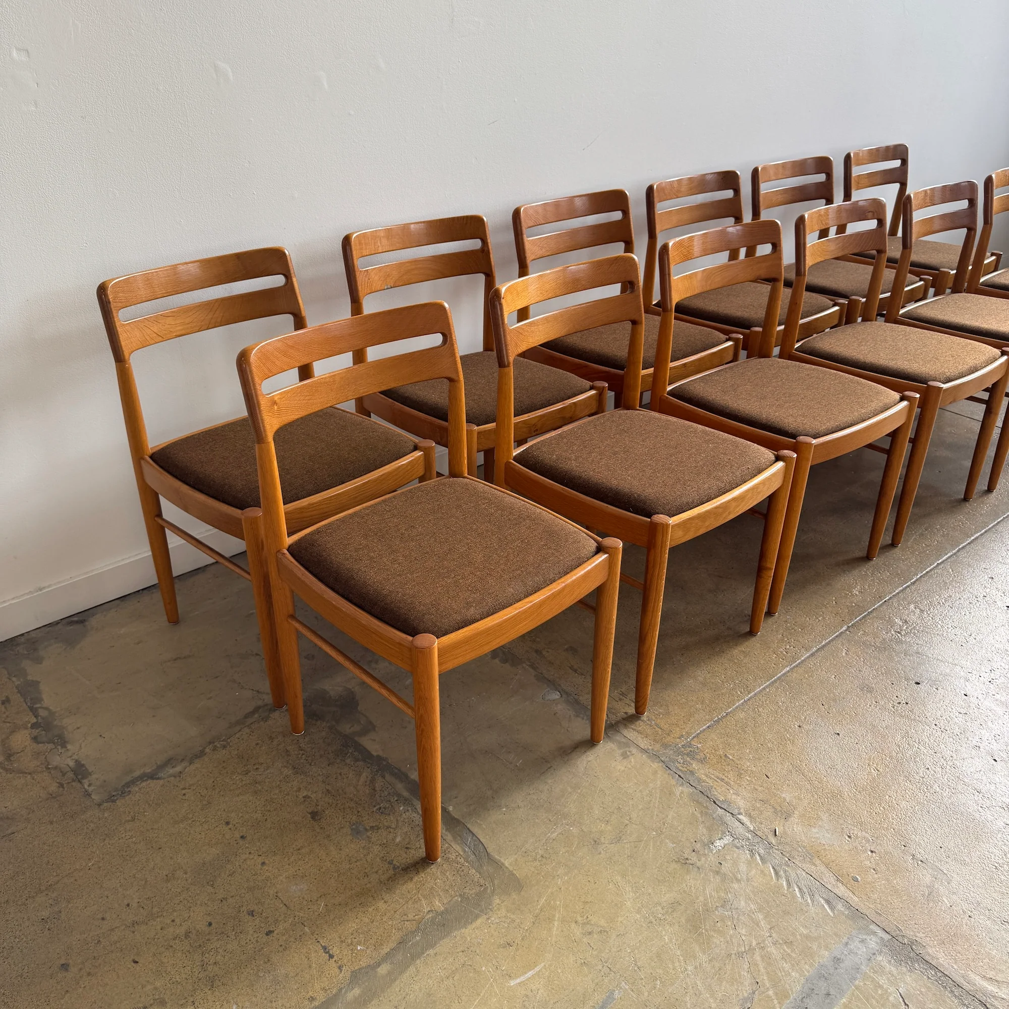 Danish Modern H.W. KLEIN. for Bramin 12 Oak Dining Chairs - Image 3