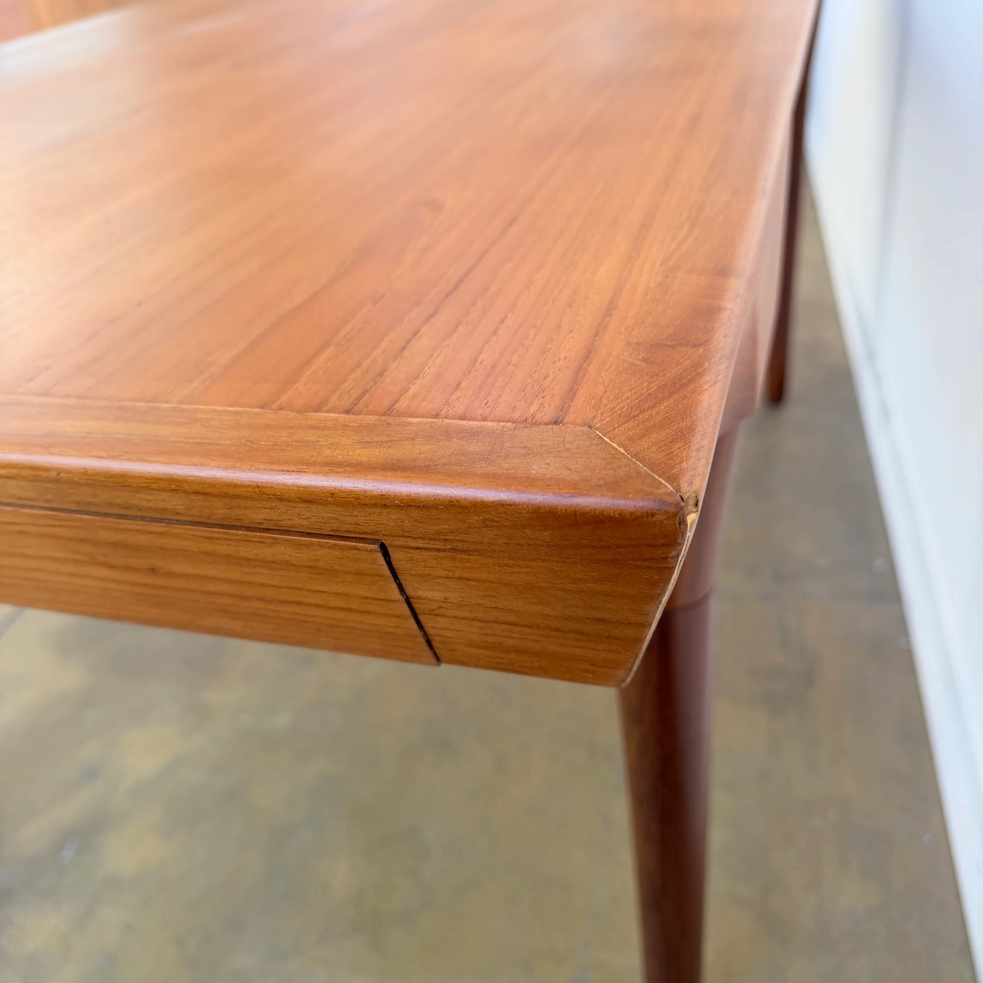 Danish Modern Ib Kofod-Larsen Teak Expandable Dining Table by Faarup Mobelfabrik (Refinished) - Image 11