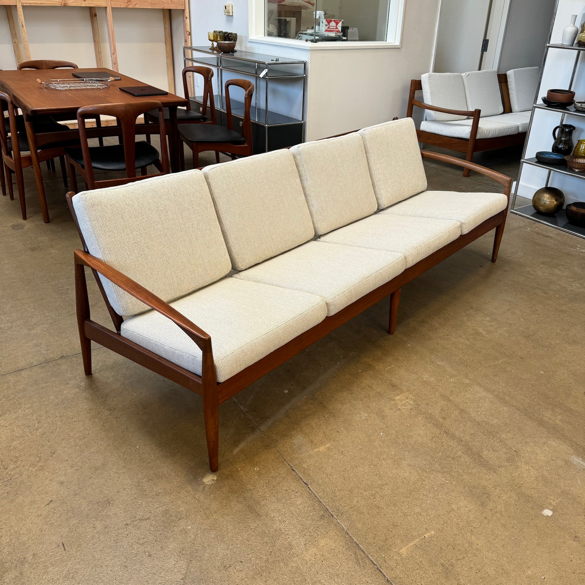 Danish Modern Kai Kristiansen Paper Knife Teak 4 Seater Sofa - Image 3