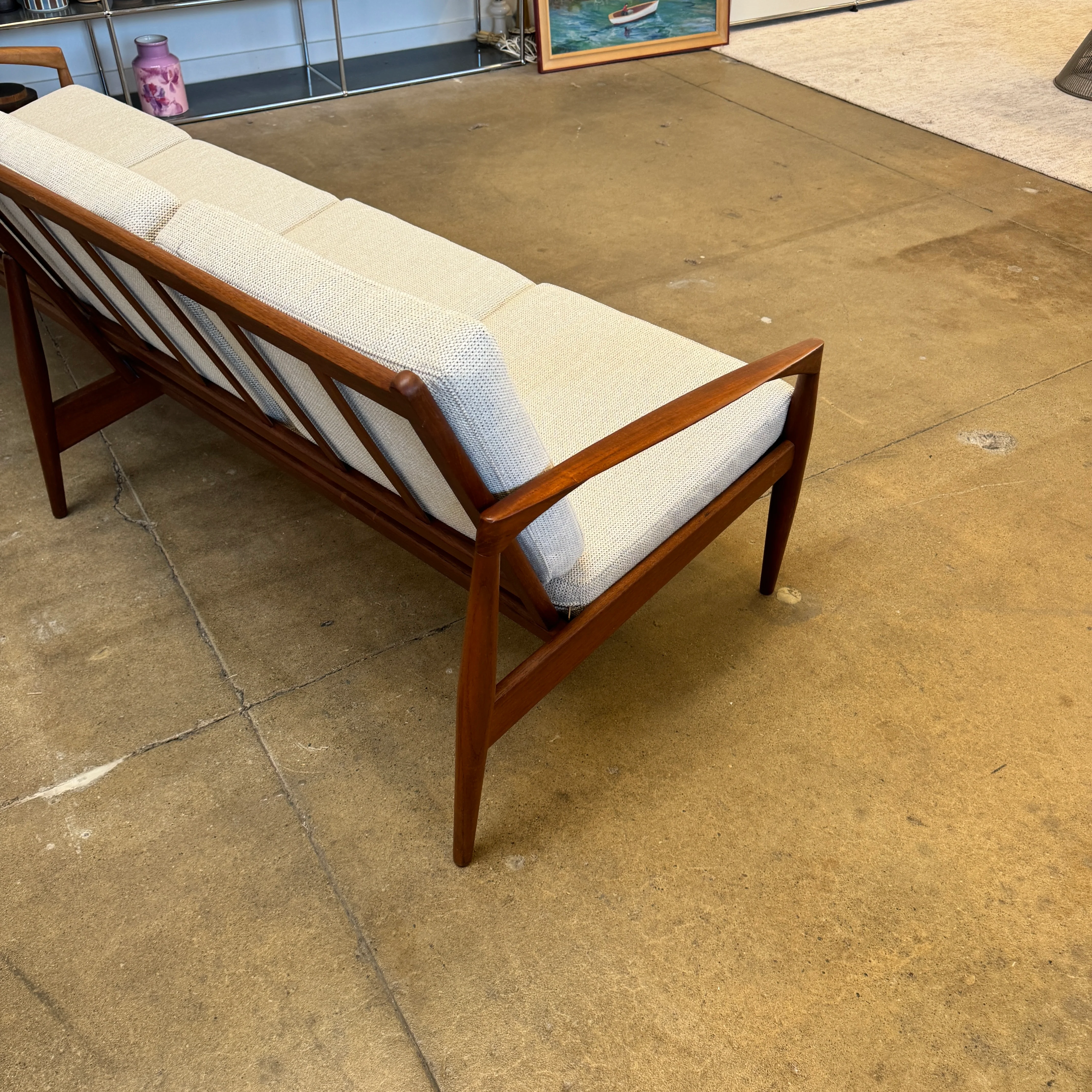 Danish Modern Kai Kristiansen Paper Knife Teak 4 Seater Sofa - Image 7