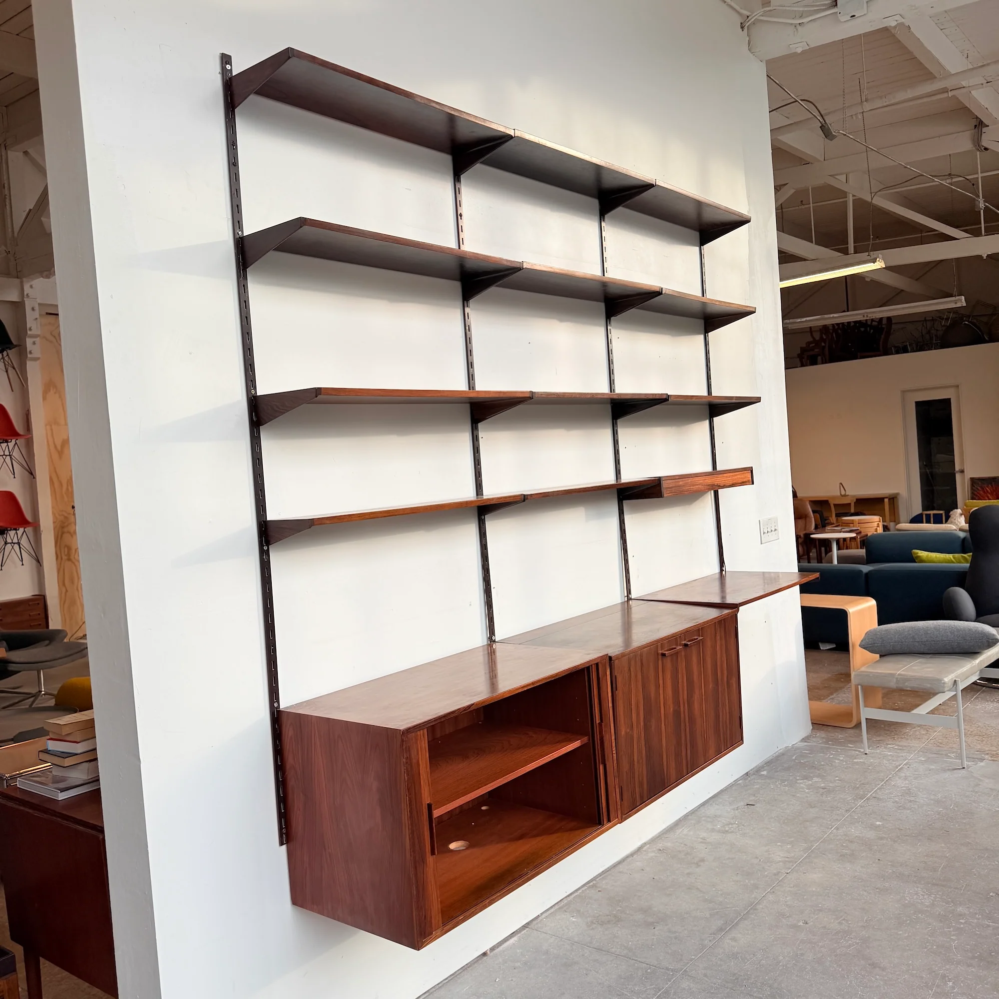 Danish Modern Kai Kristiansen Rosewood FM Reolsystem 3-Bay Wall Unit with Desk - Image 3