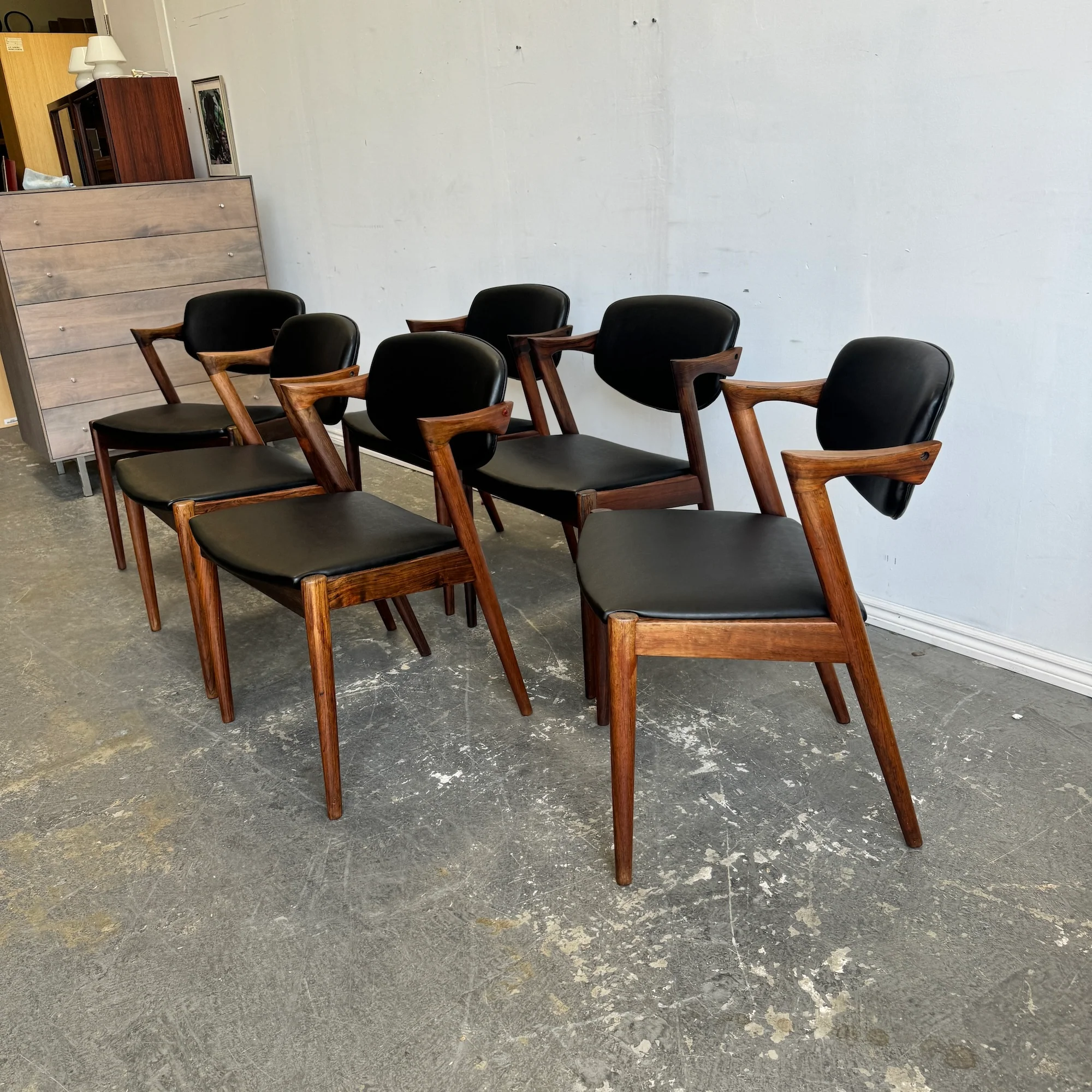 Danish Modern Kai Kristiansen set of 6 Rosewood Model 42 Dining Chairs - Image 5
