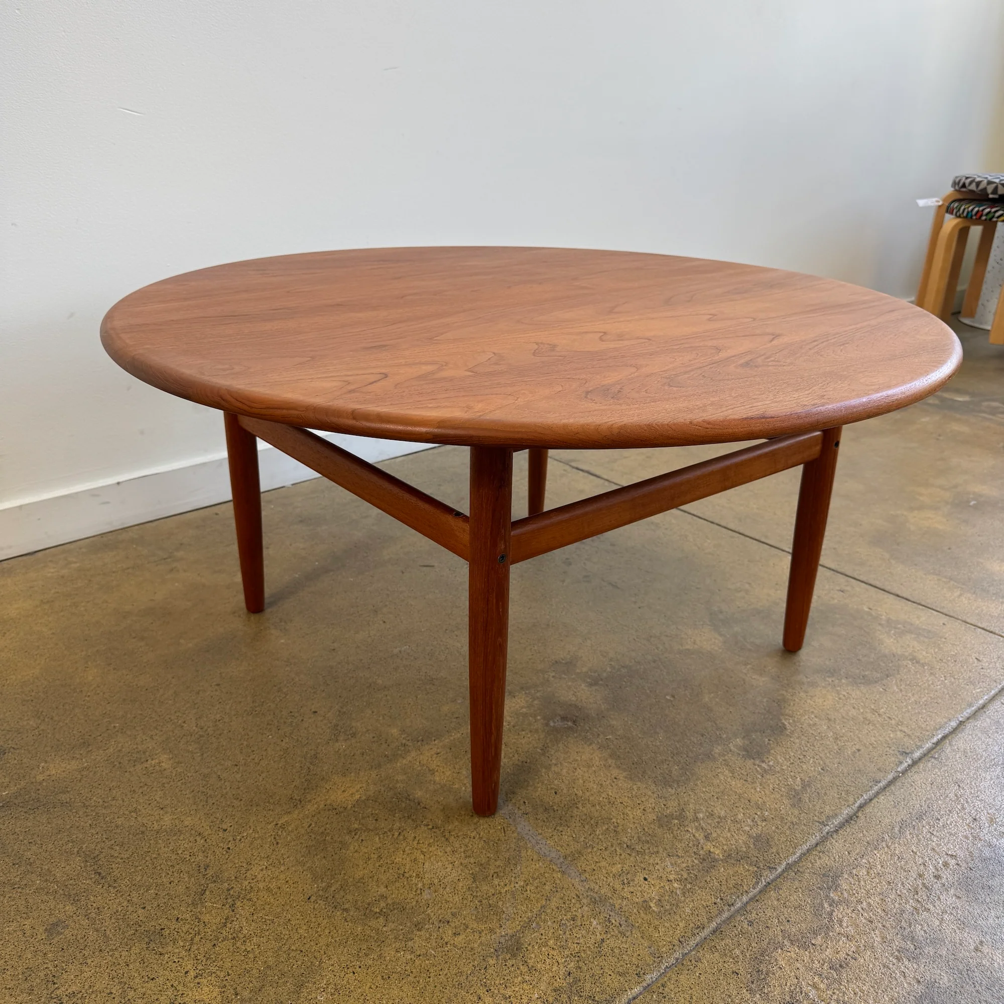 Danish Modern Kurt Østervig Solid Teak Large Round Coffee Table (Fully Restored) - Image 4