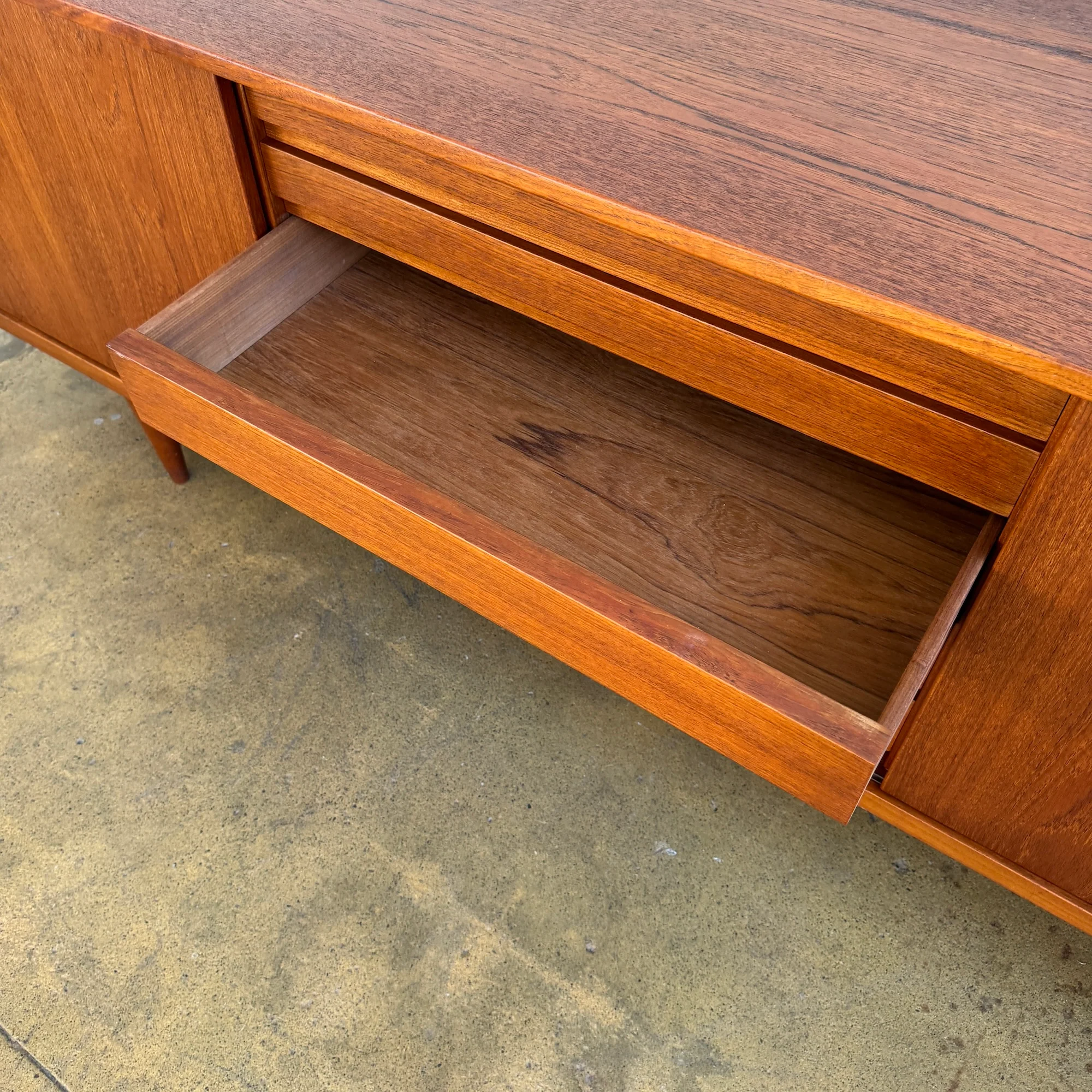 Danish Modern Long Sliding Sideboard (Fully Refinished) - Image 10