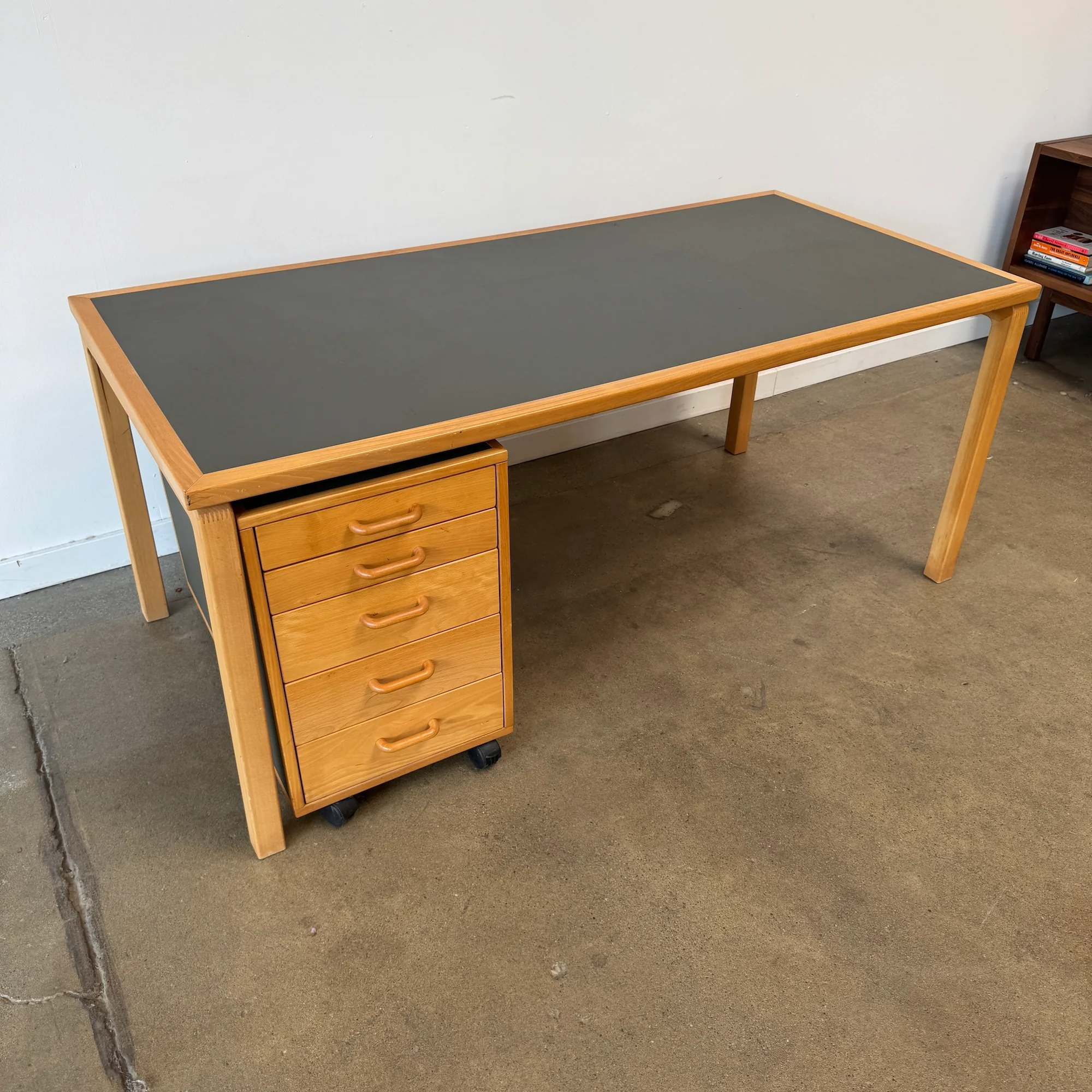 Danish Modern Magnus Olesen Desk with Movable Filing Cabinet - Image 3