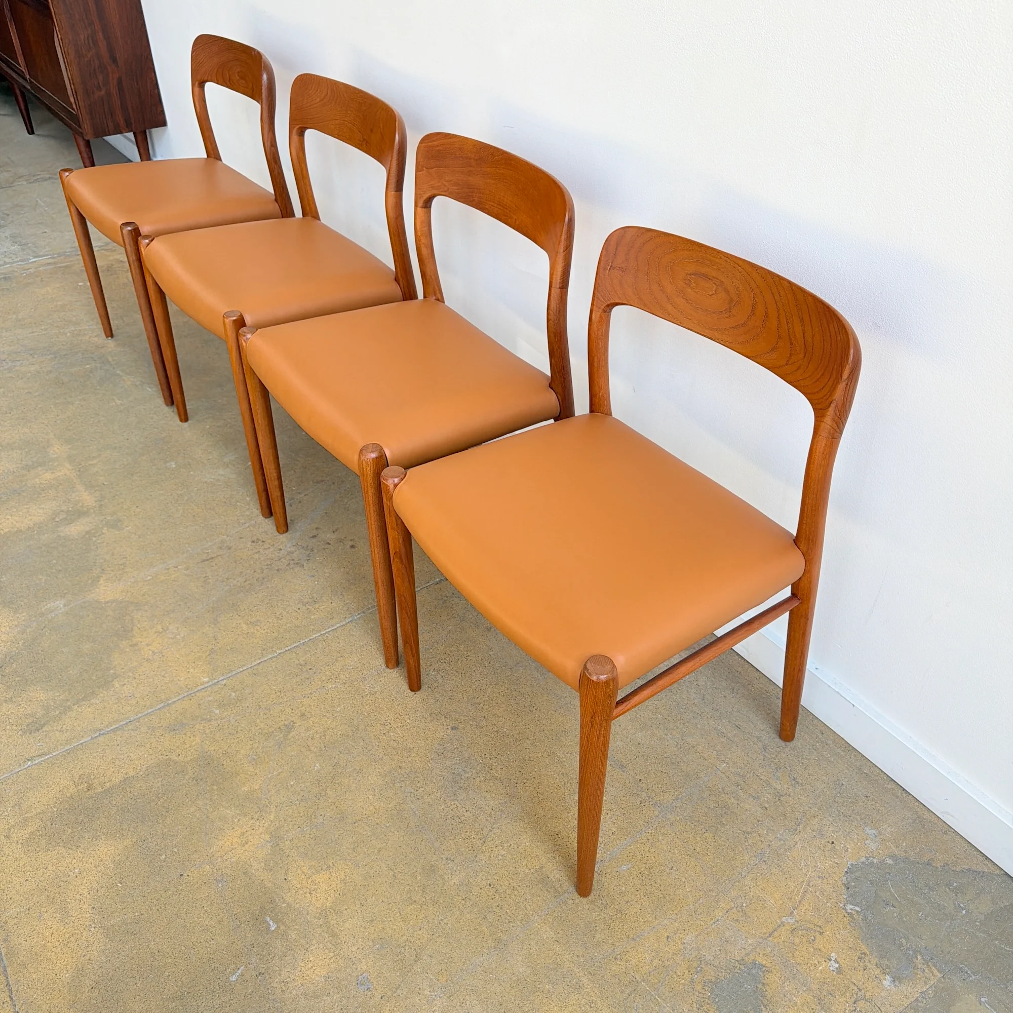 Danish Modern Moller 75 Leather Dining Chairs - Image 3