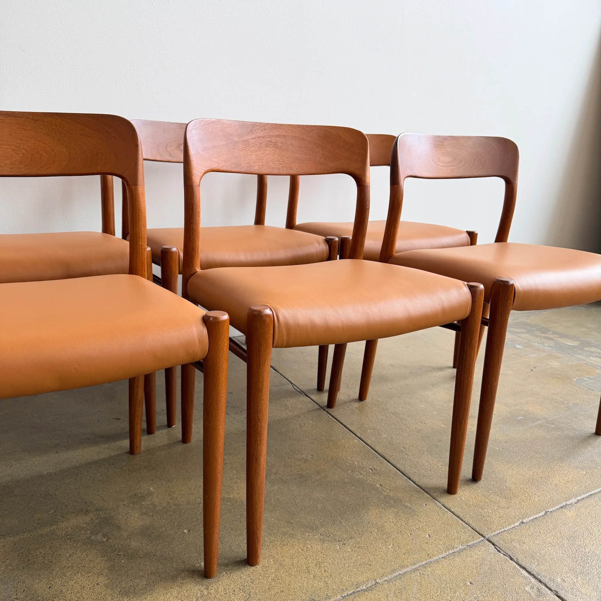Danish Modern Moller 75 Leather Dining Chairs - Set of 8 - Image 4