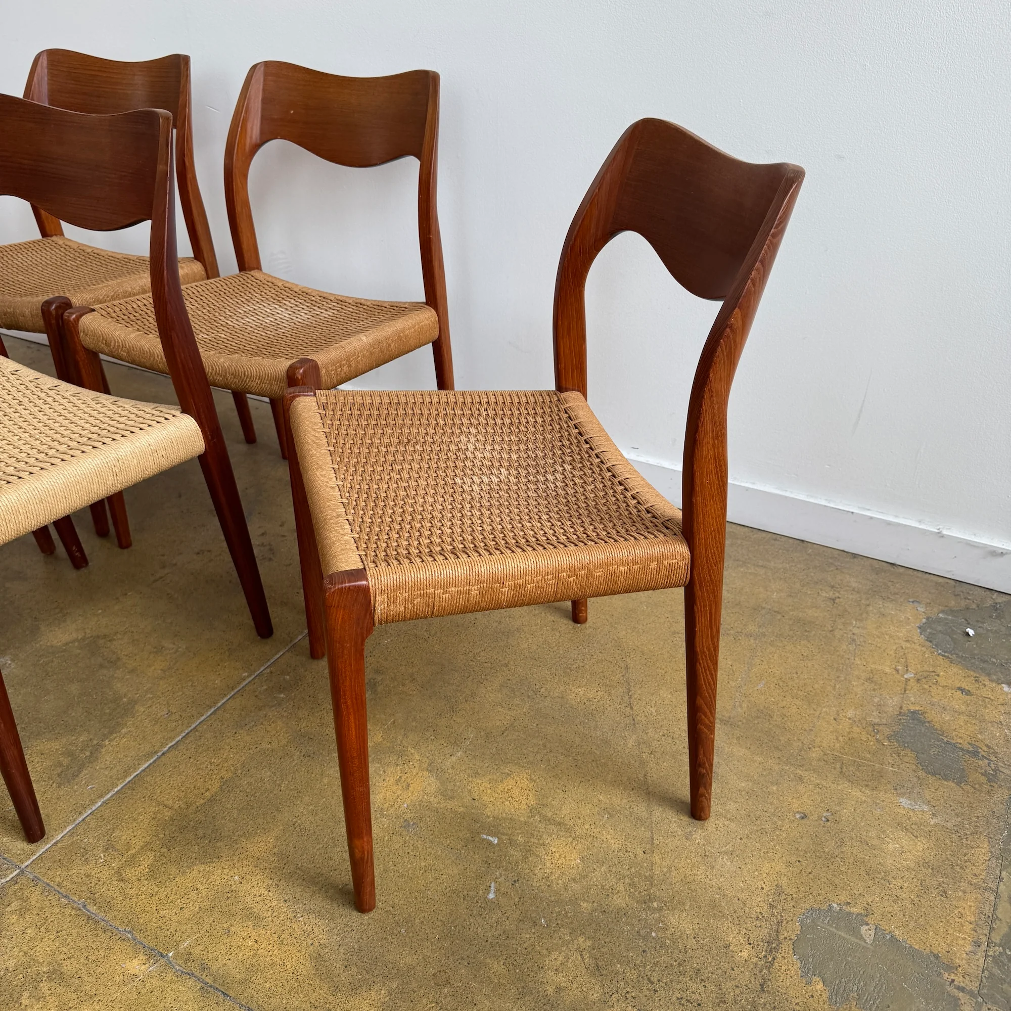 Danish Modern Niels Moller "Set of 6" Model 71 Teak dining chairs (Restoration Included) - Image 6