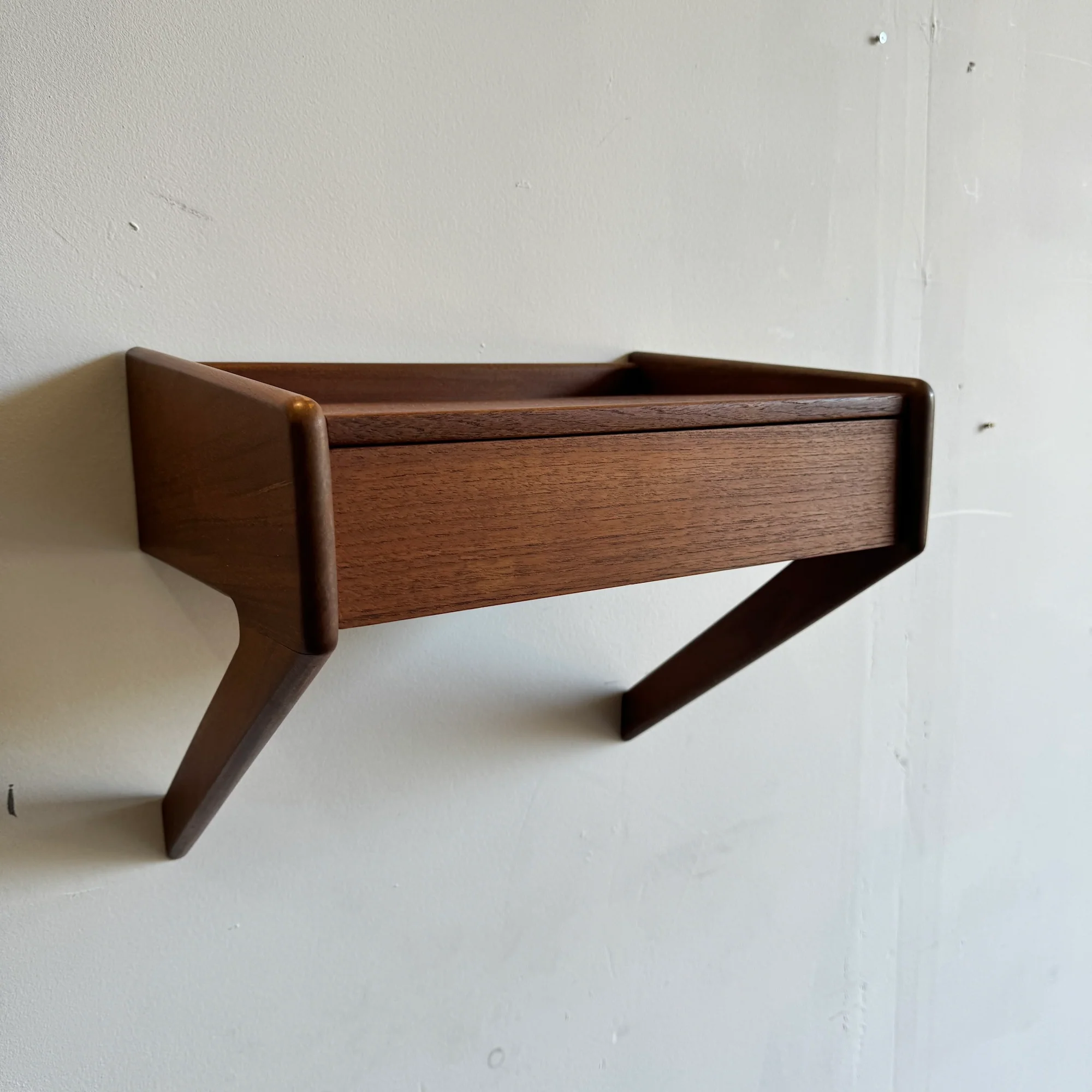 Danish Modern Pair of Ølhome Danish teak Floating Nightstands - Image 4