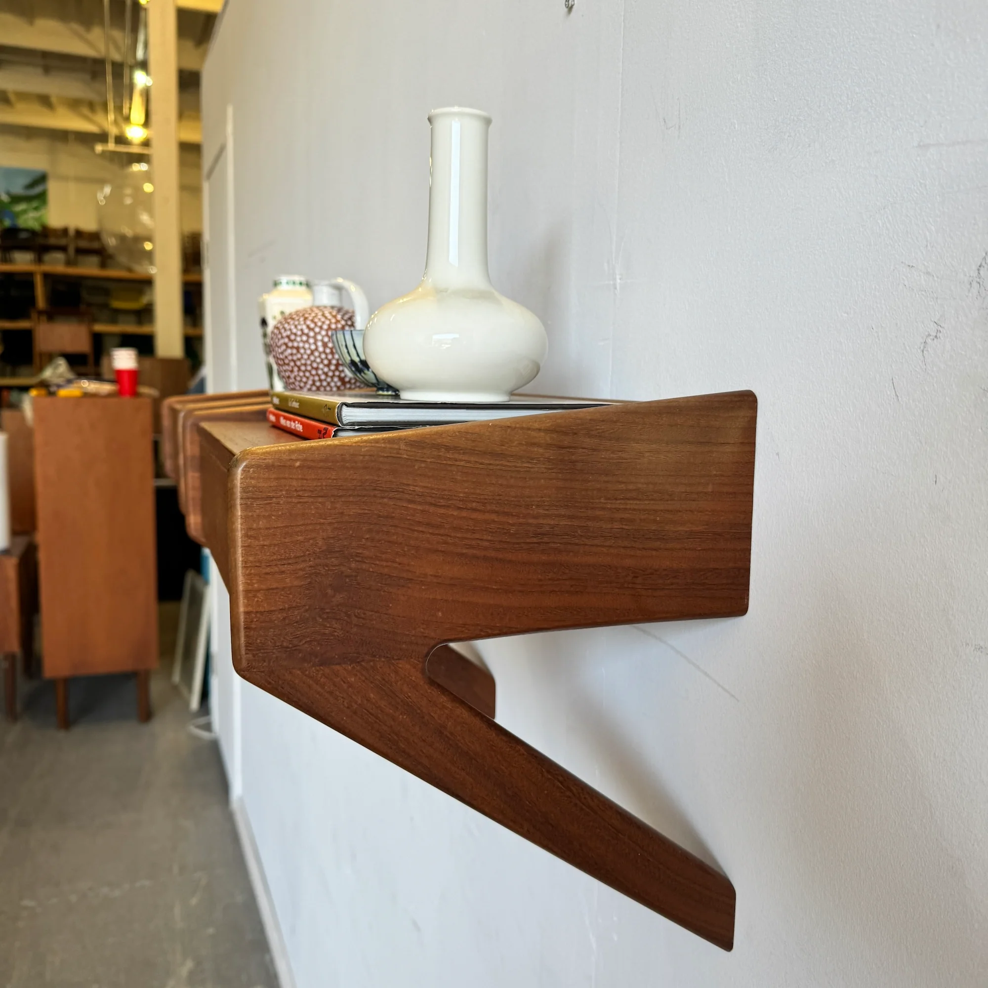 Danish Modern Pair of Ølhome Danish teak Floating Nightstands - Image 5